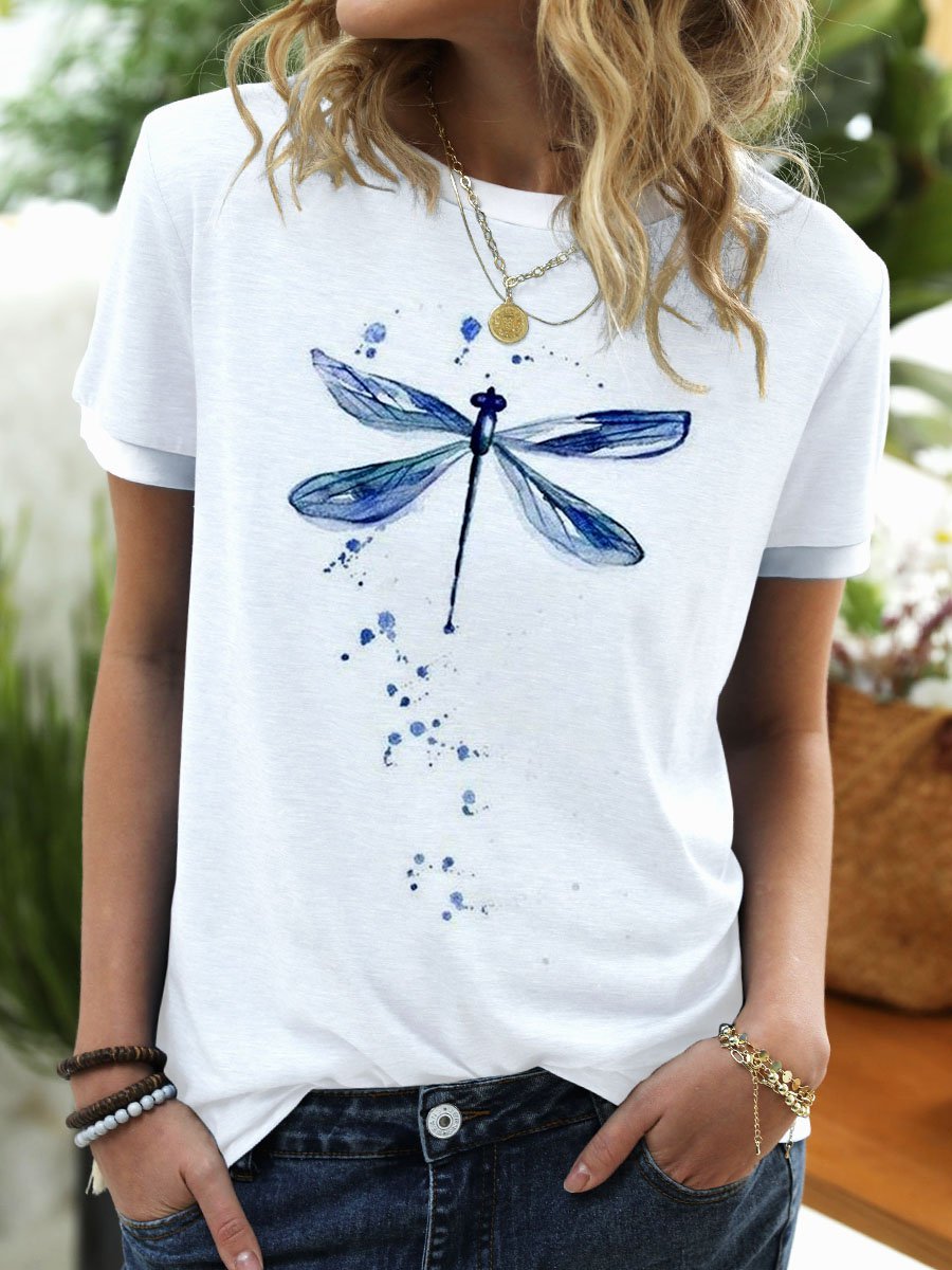 Dragonfly Animal T-Shirt Women Summer Tee Top