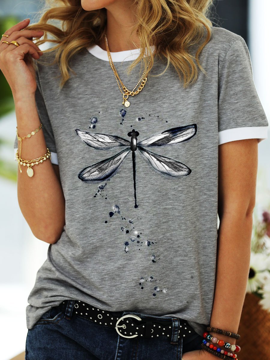 Dragonfly Animal T-Shirt Women Summer Tee Top