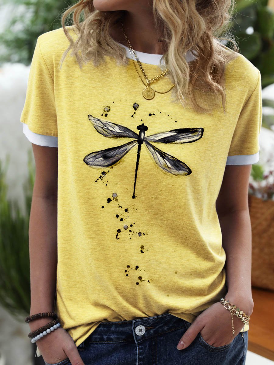Dragonfly Animal T-Shirt Women Summer Tee Top