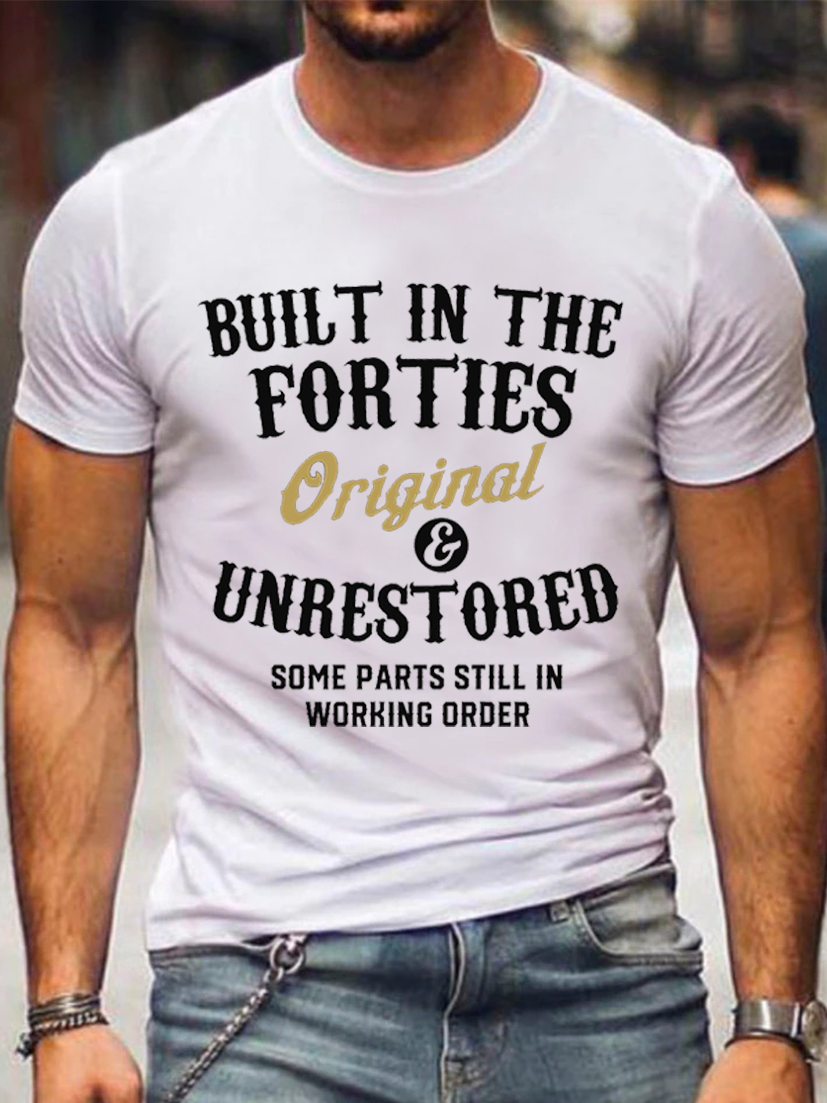 Men's Funny Text Letters Built In The Forties T-shirt