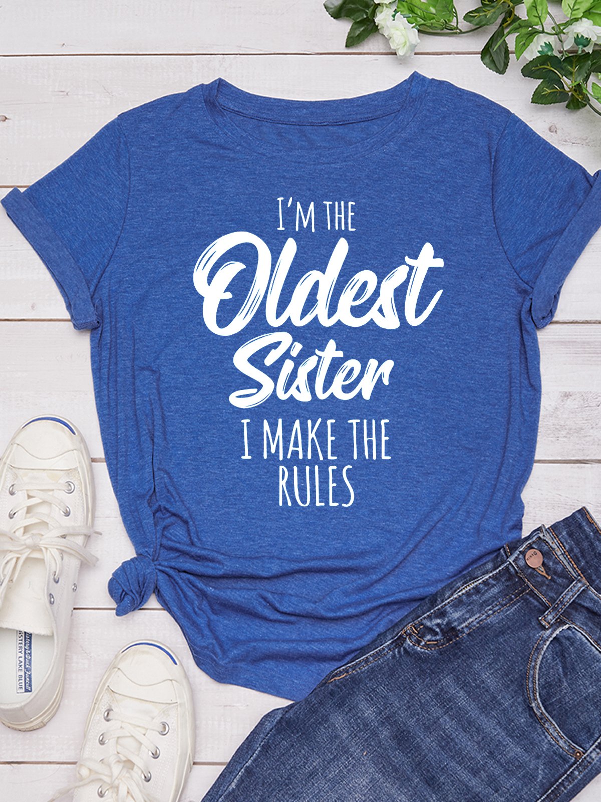 Women's Funny Words Sister Funny Casual T-shirt
