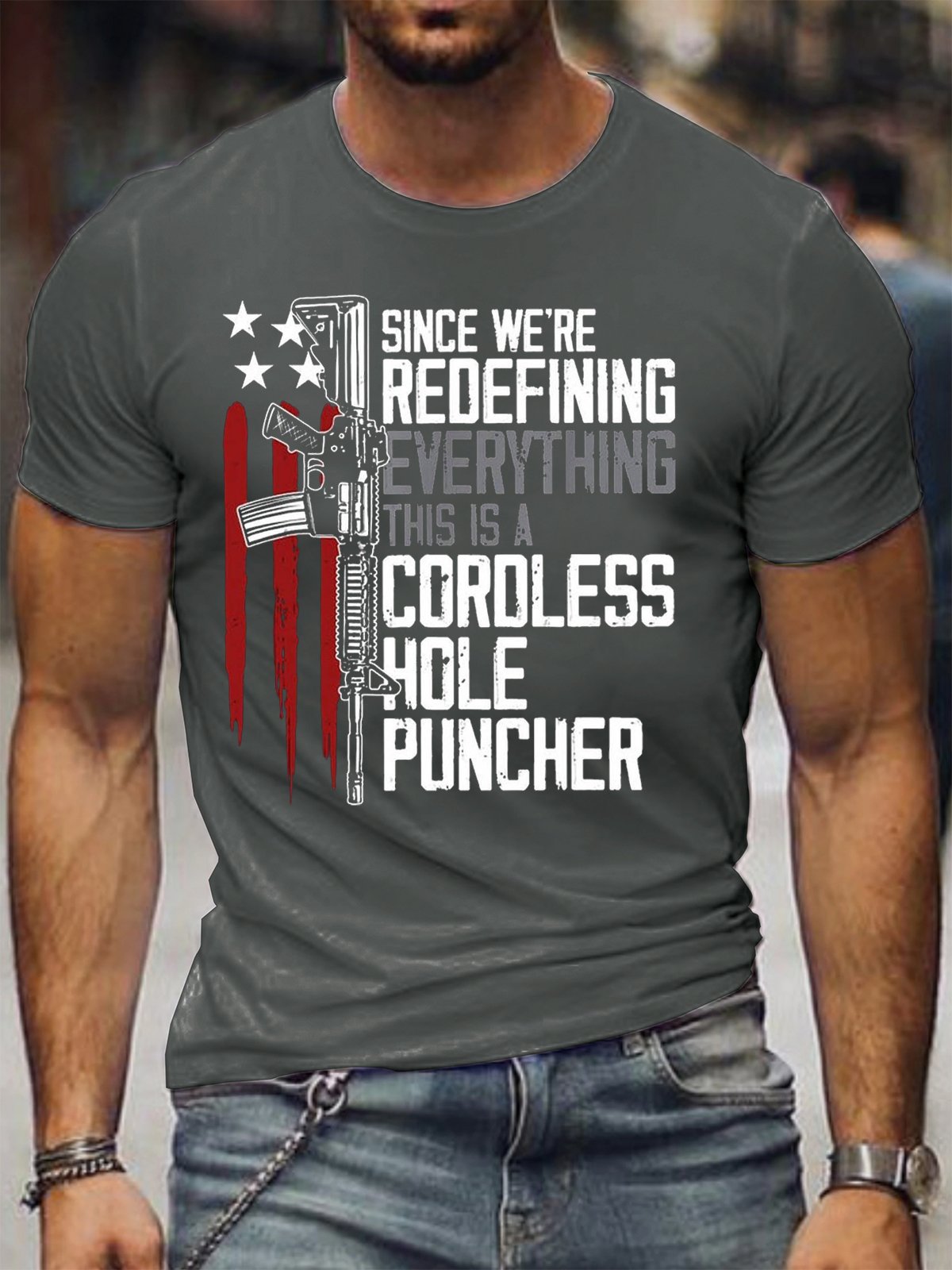 Men's Since We Are Redefining Everything This Is A Cordless Hole Puncher T-shirt