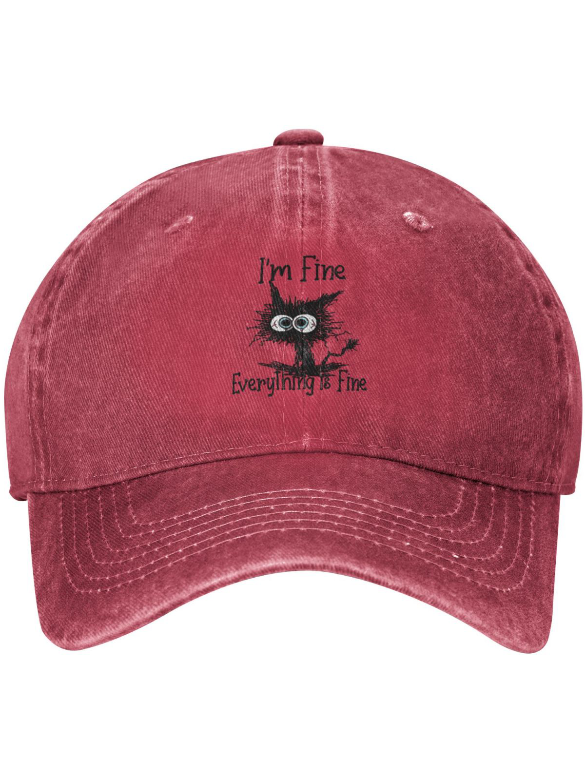 I Am Fine Everything Is Fine Cat Printed Adjustable Baseball Cap