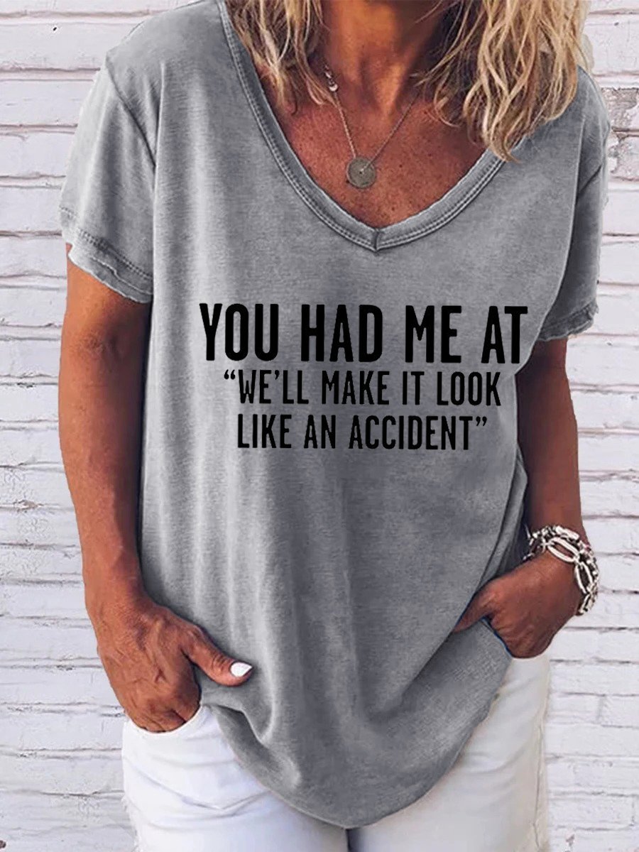 Look Like An Accident Funny Casual V Neck T-Shirt