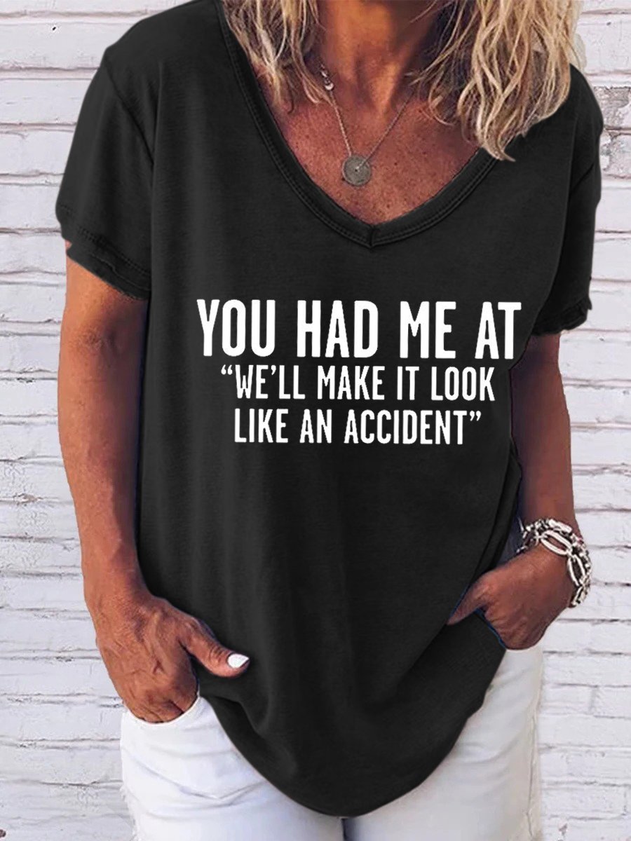 Look Like An Accident Funny Casual V Neck T-Shirt