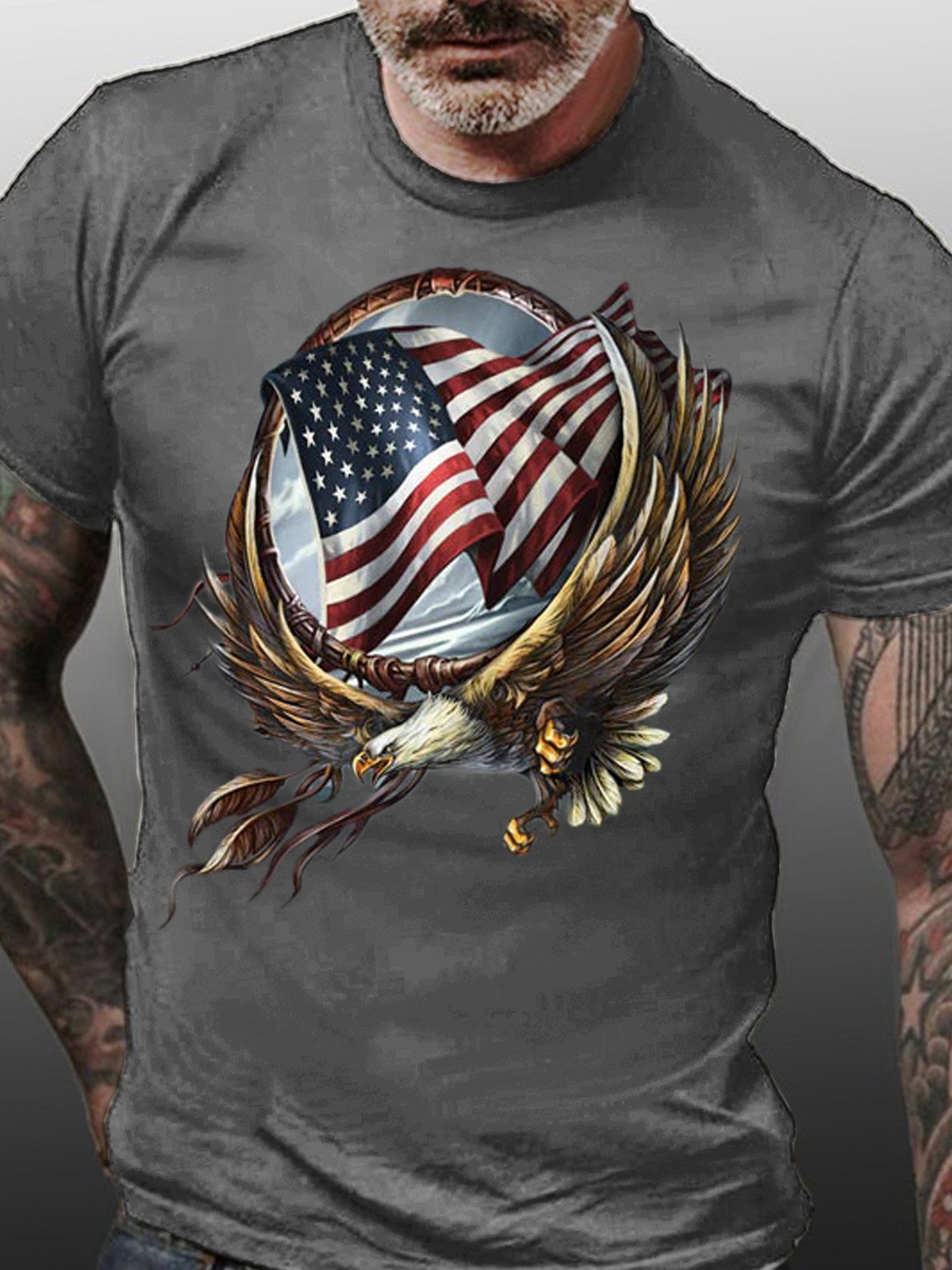 Hoop Eagle Short Sleeve Casual Crew Neck T-Shirt