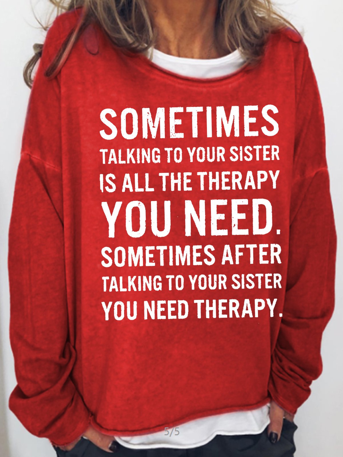 Women's Funny Sister Letters Casual Sweatshirt