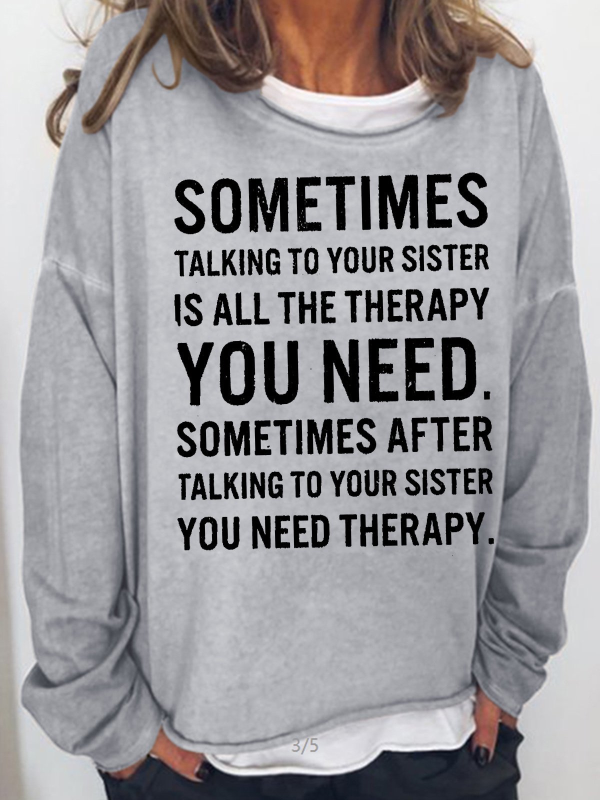 Women's Funny Sister Letters Casual Sweatshirt