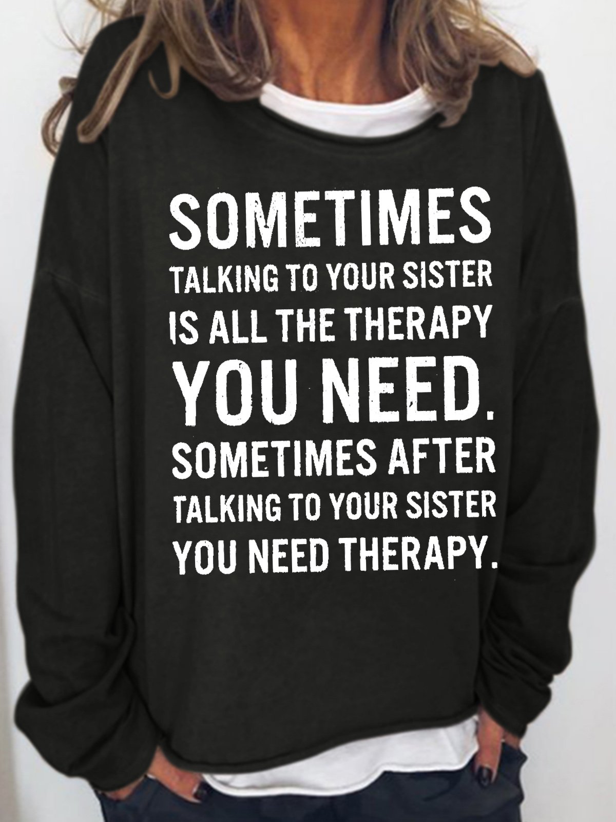 Women's Funny Sister Letters Casual Sweatshirt