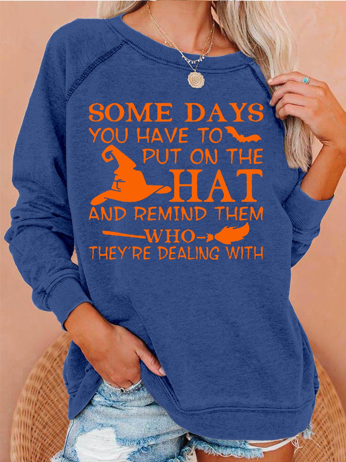 Women's Funny Halloween Letter Print Casual Sweatshirt