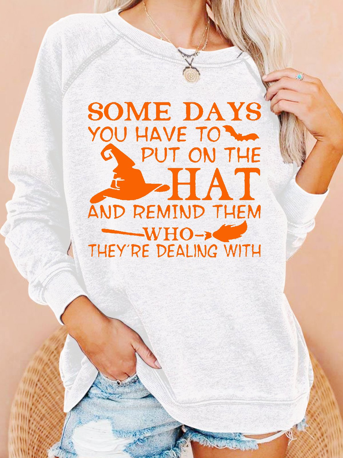 Women's Funny Halloween Letter Print Casual Sweatshirt