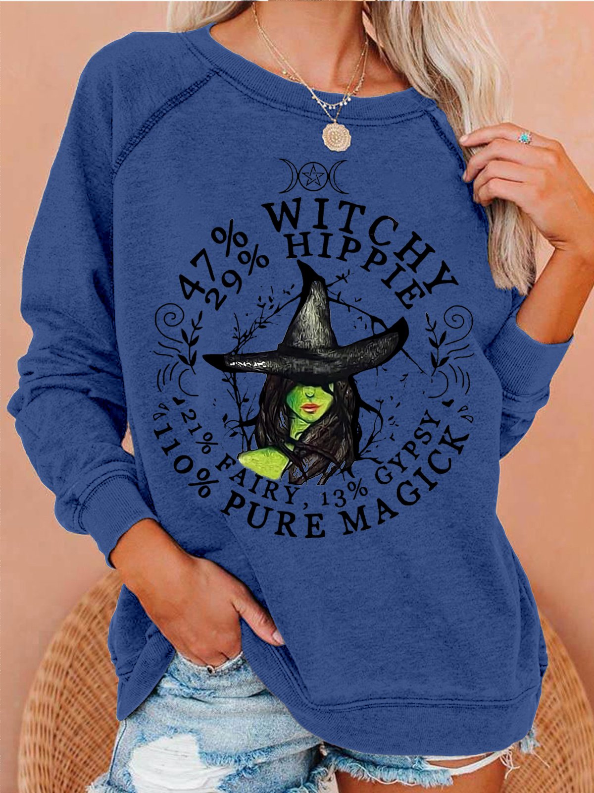 Womens Halloween Witch Letters Casual Sweatshirt