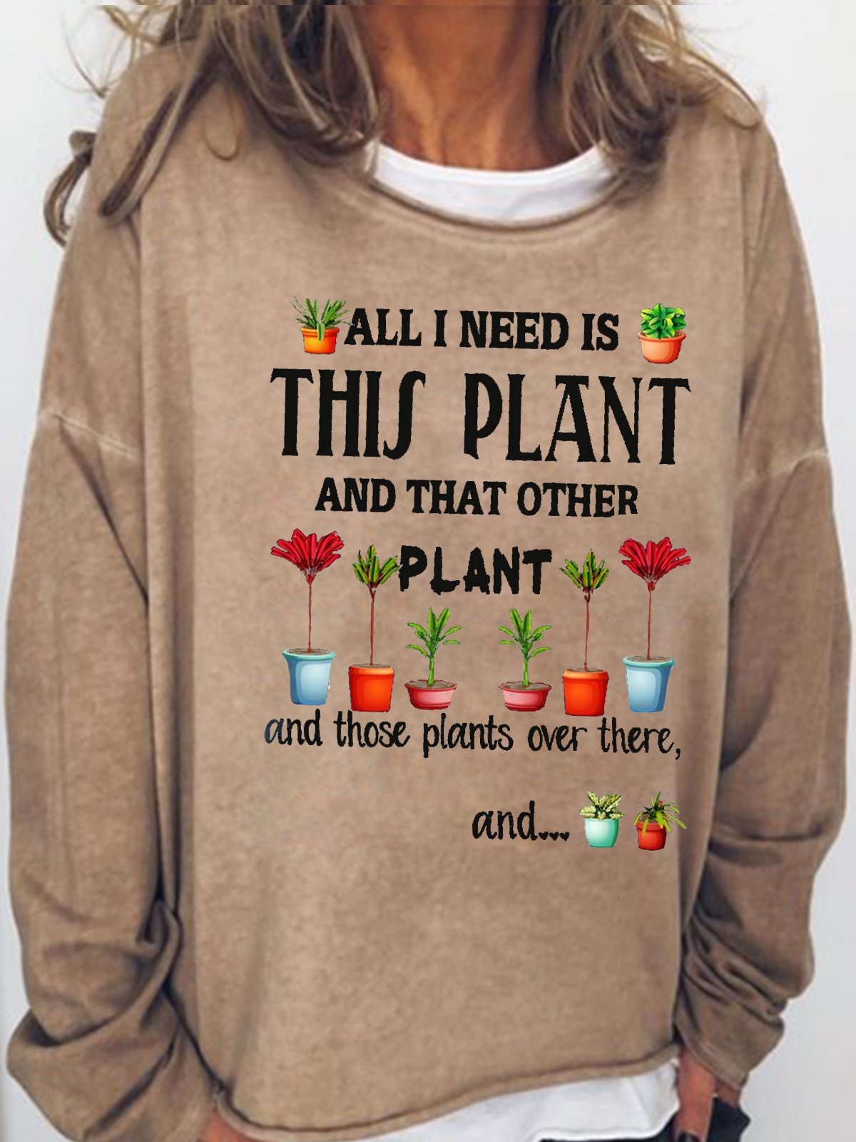 Women's Funny Plant Lover Letter Casual Sweatshirt