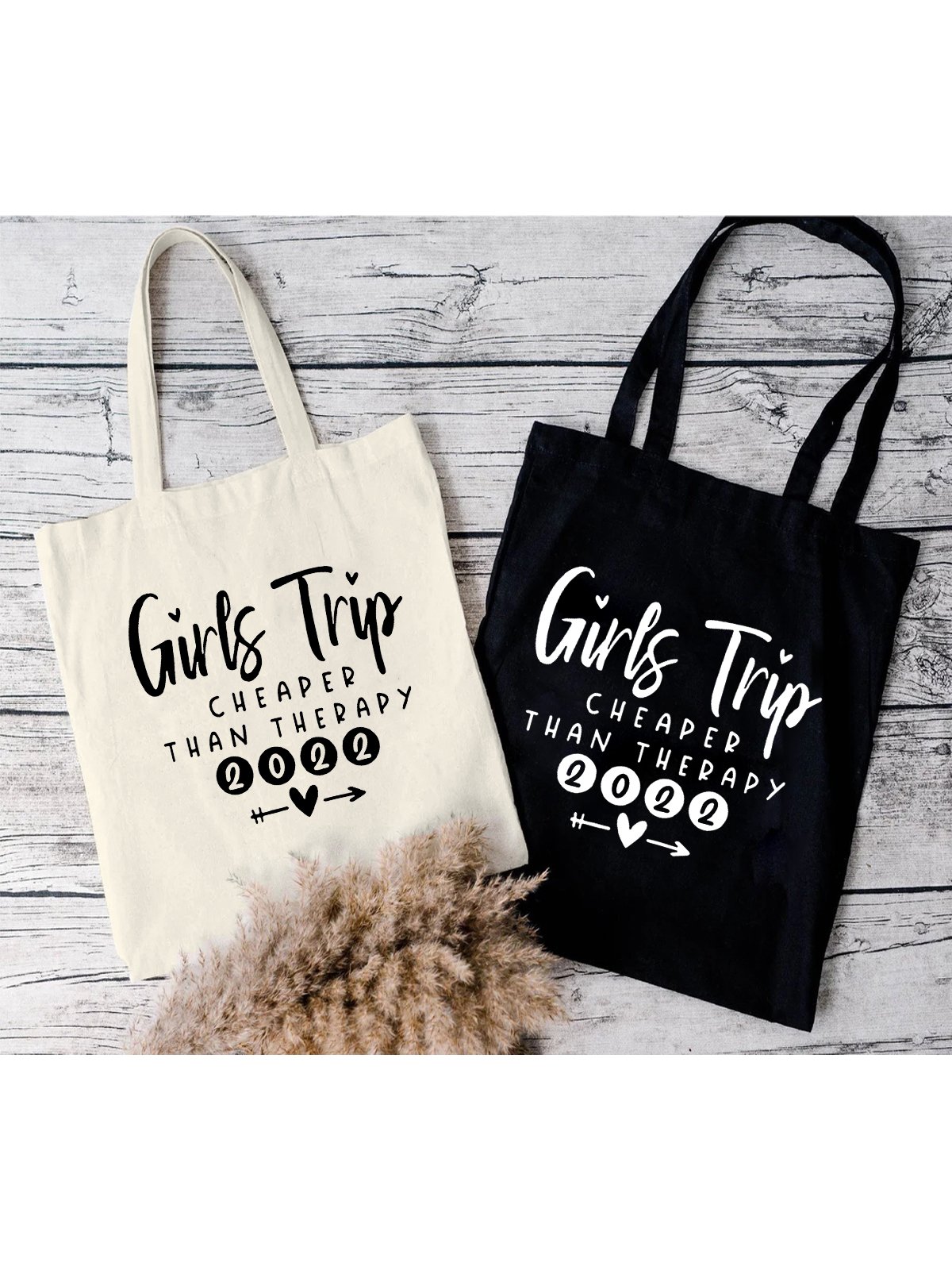 Girls Trip Text Letters Commuting Canvas Shopping Tote