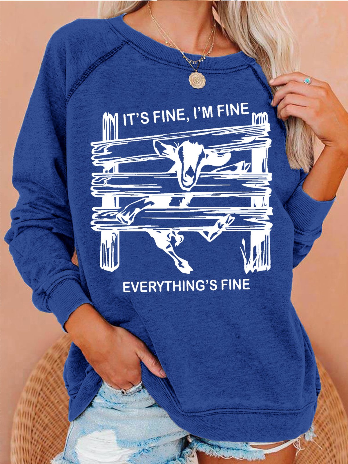 Womens Funny Goat It's Fine I'm Fine Everything Is Fine Casual Sweatshirt
