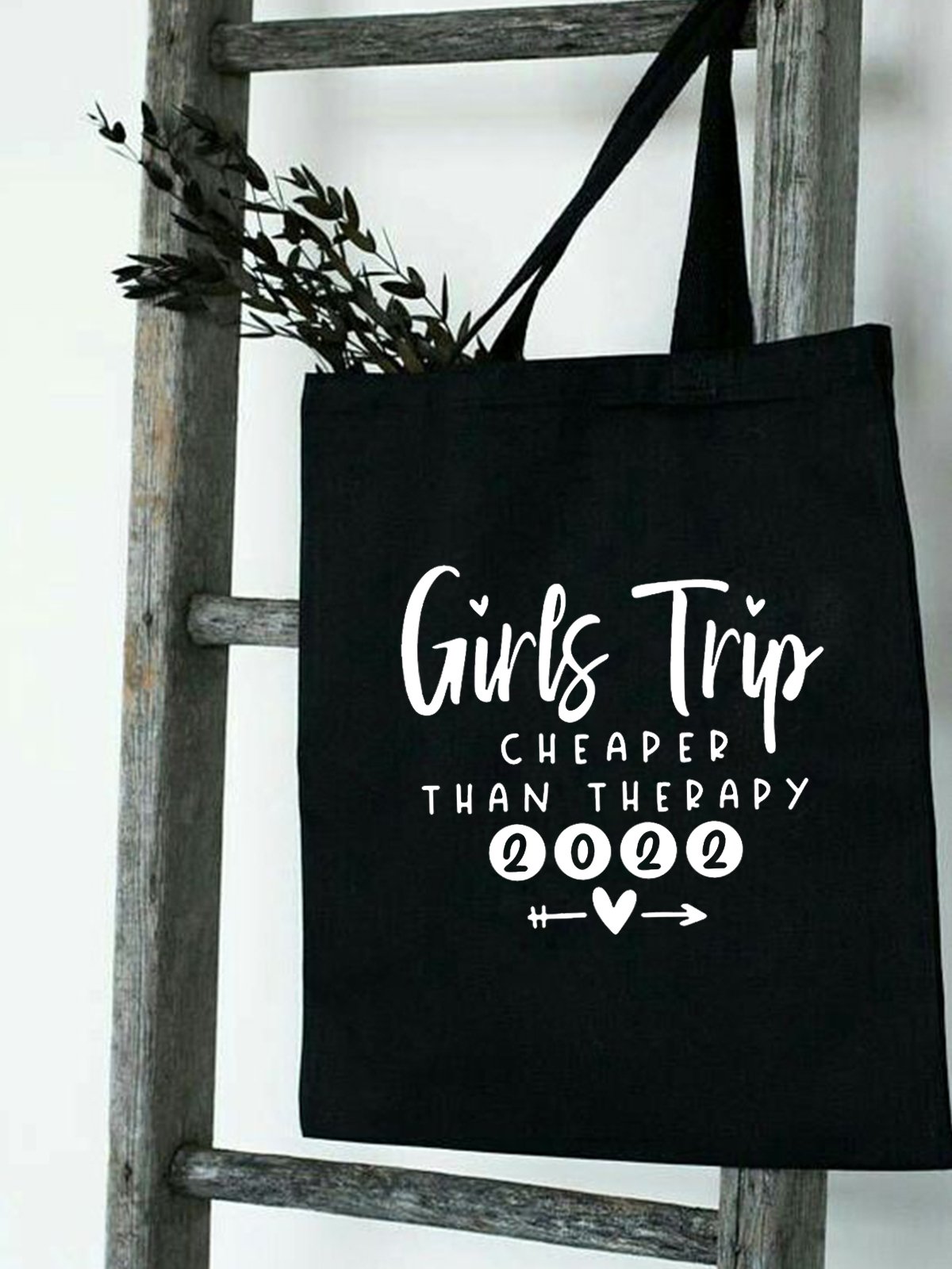 Girls Trip Text Letters Commuting Canvas Shopping Tote