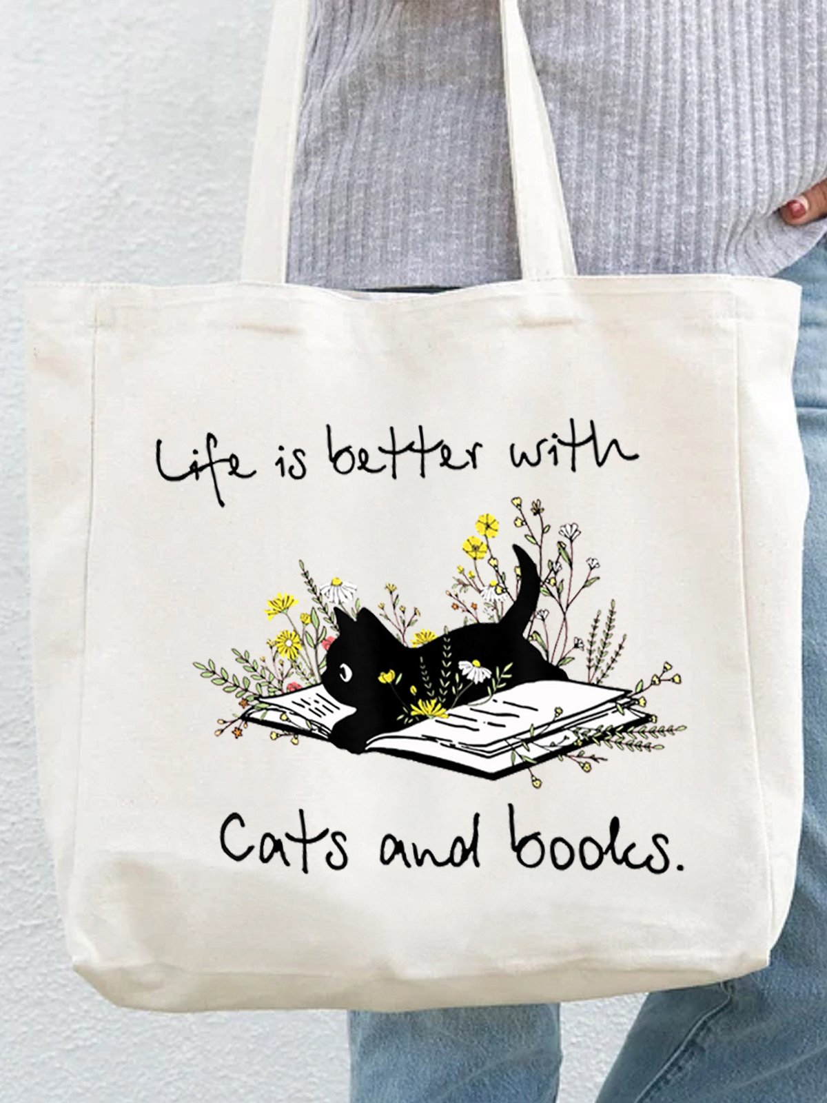 Life Is Better With Cats And Books Shopping Tote Bag