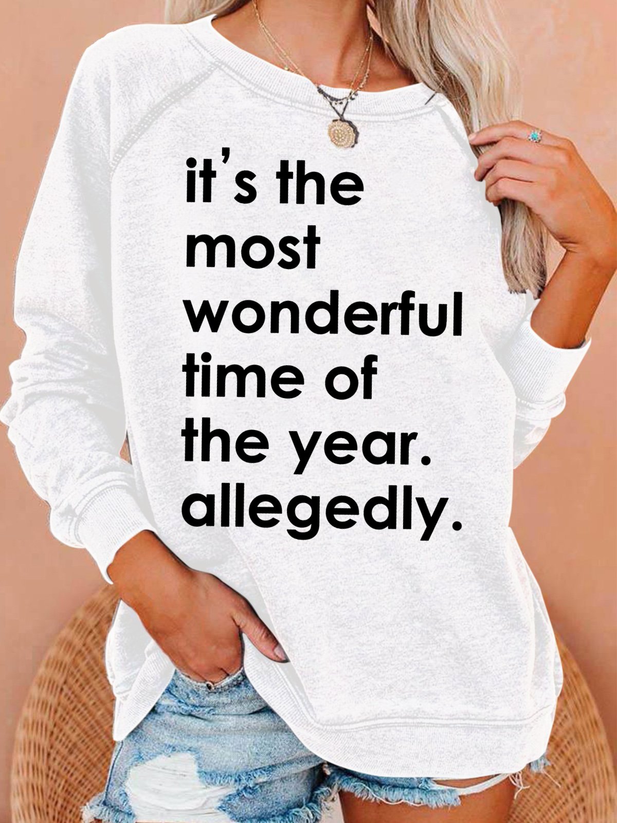 Womens Christmas Funny Letters Sweatshirt