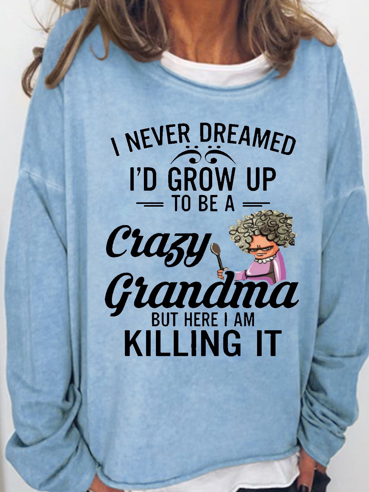 Women's Funny Text Letter Grandma Casual Sweatshirt