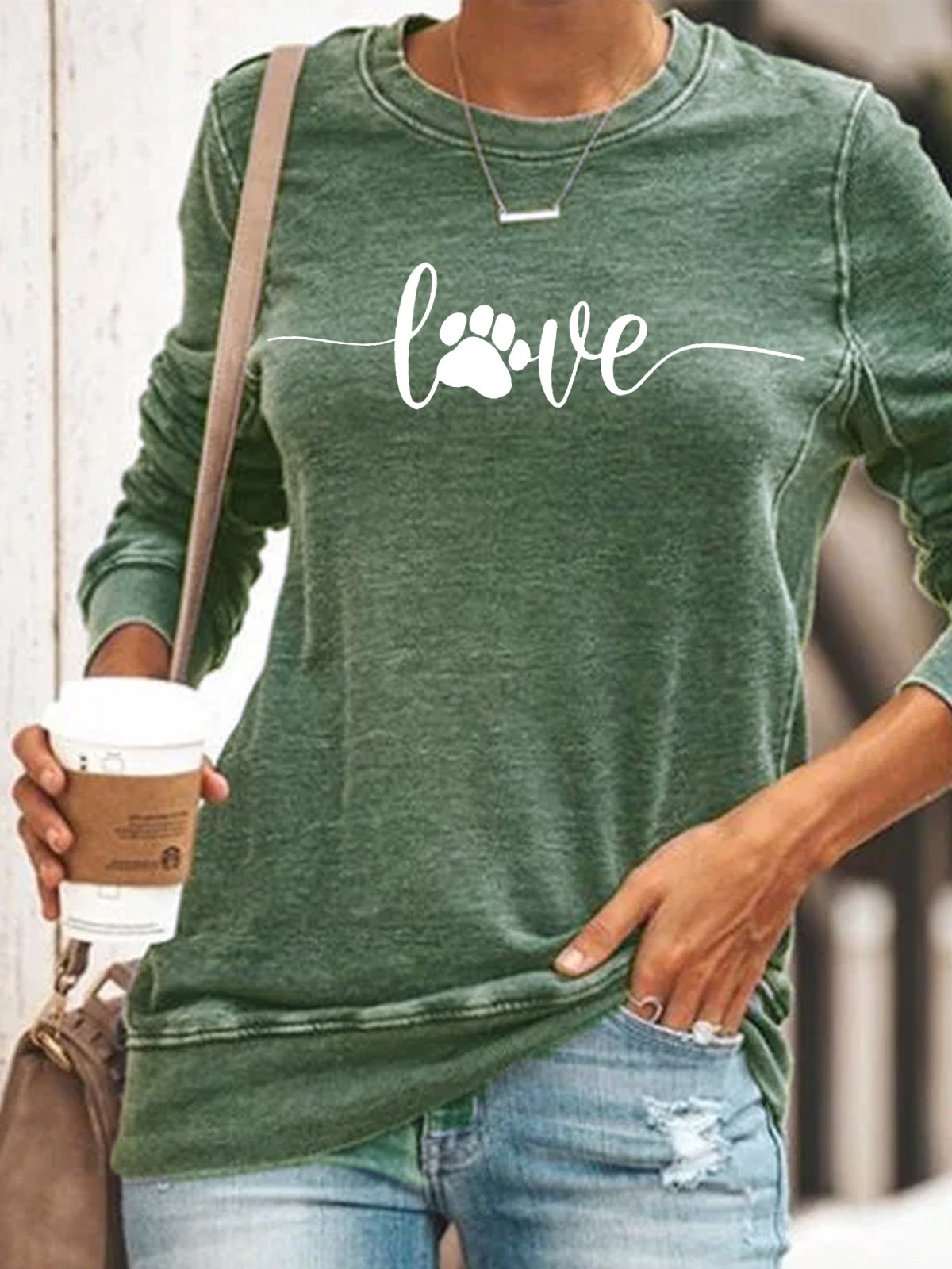 Womens Dog love, dog love saying with dog paw, dog lover Casual Sweatshirt