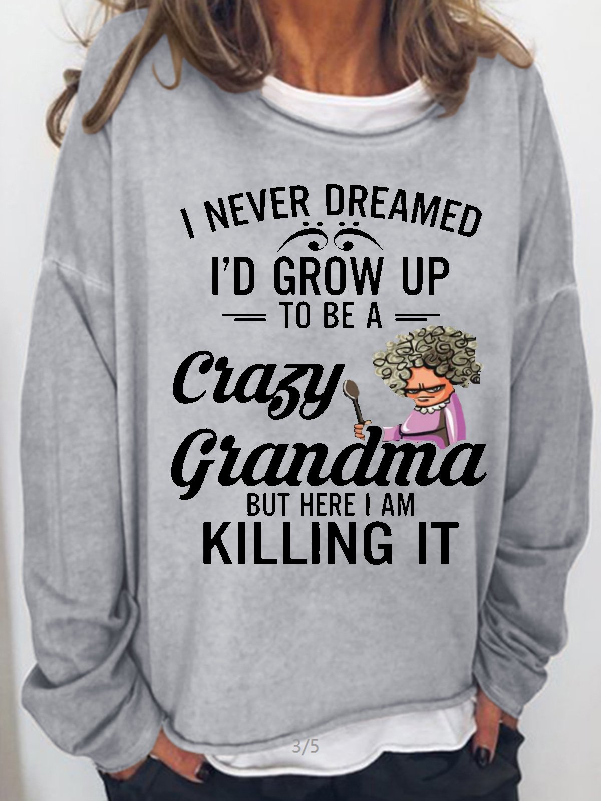 Women's Funny Text Letter Grandma Casual Sweatshirt