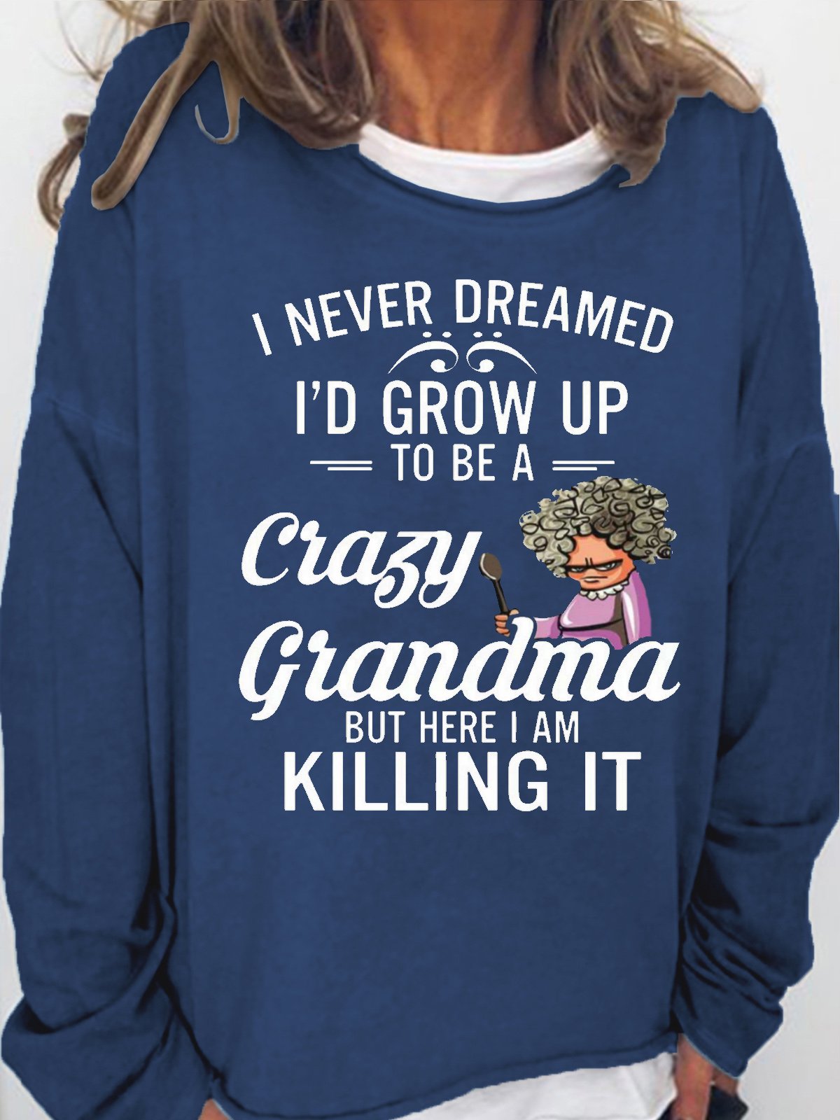 Women's Funny Text Letter Grandma Casual Sweatshirt