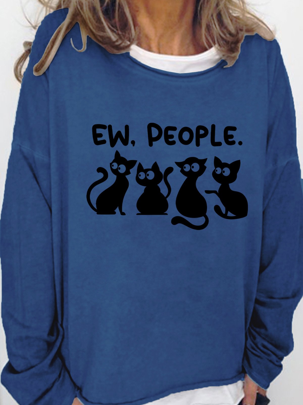 Ew People Cat Women's Crew Neck Sweatshirt