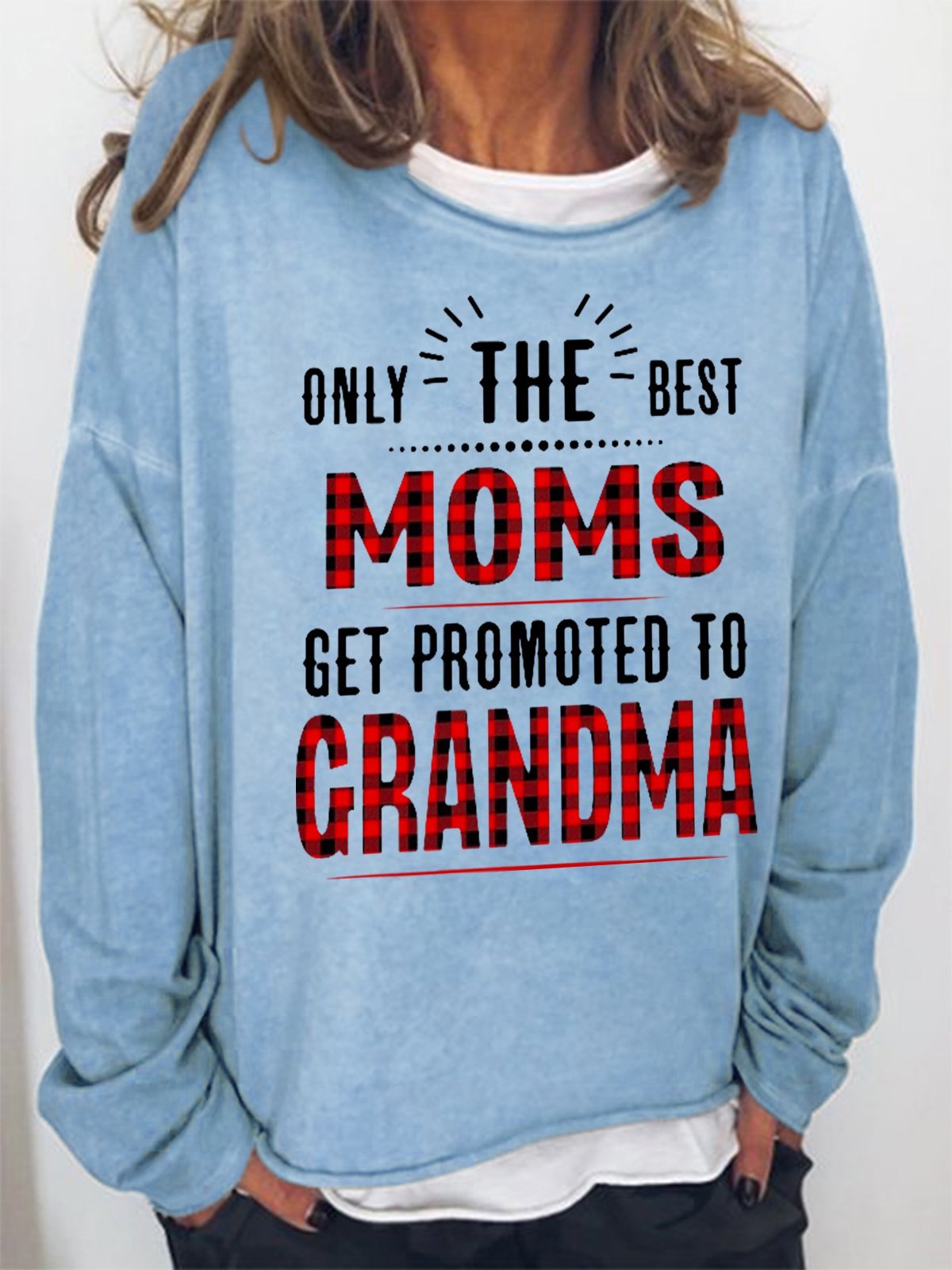 Women Only The Best Moms Get Promoted To Grandma Simple Plaid Sweatshirt
