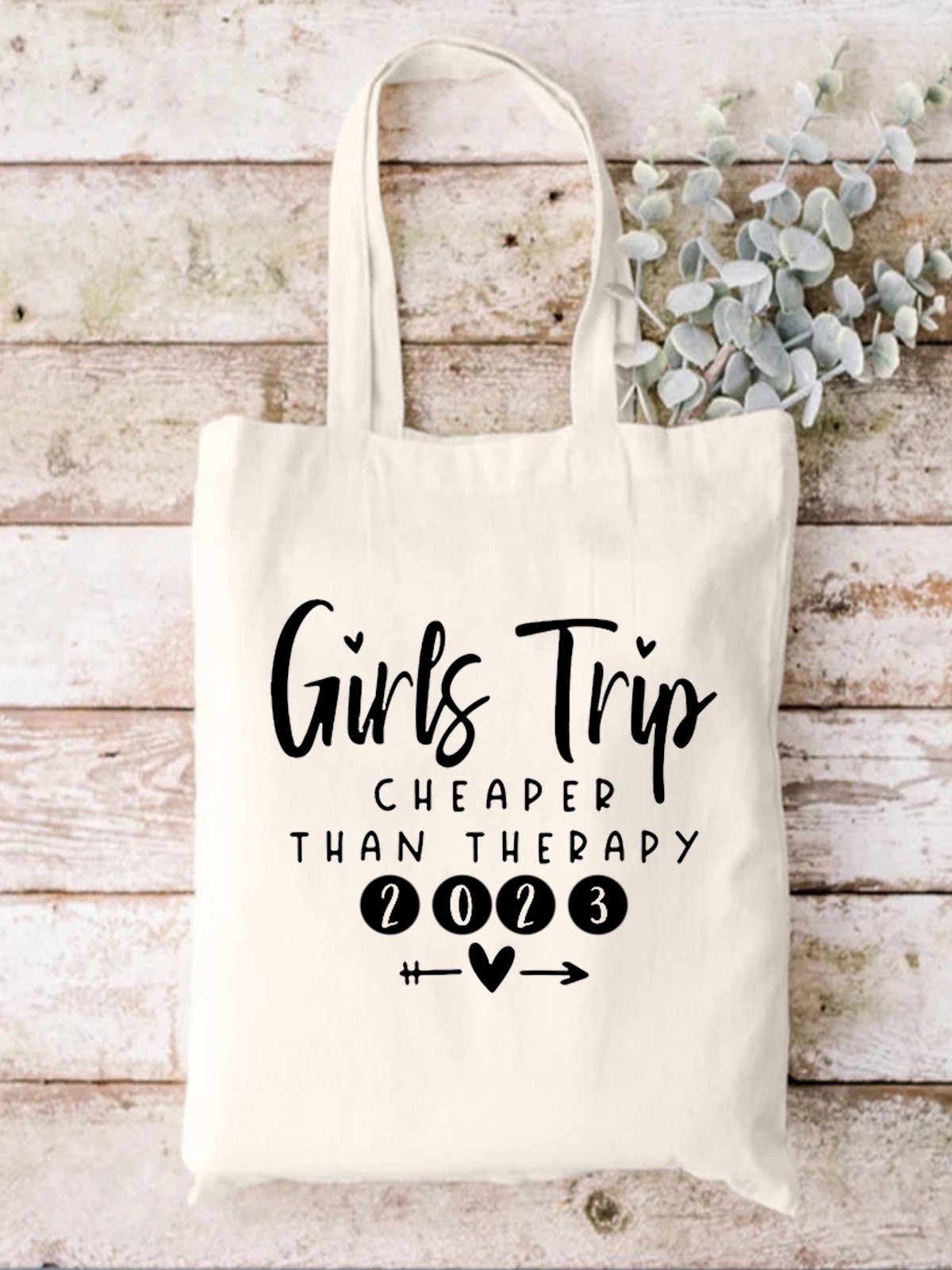 Girls Trip Cheaper Than Therapy Family Text Letter Shopping Tote Bag