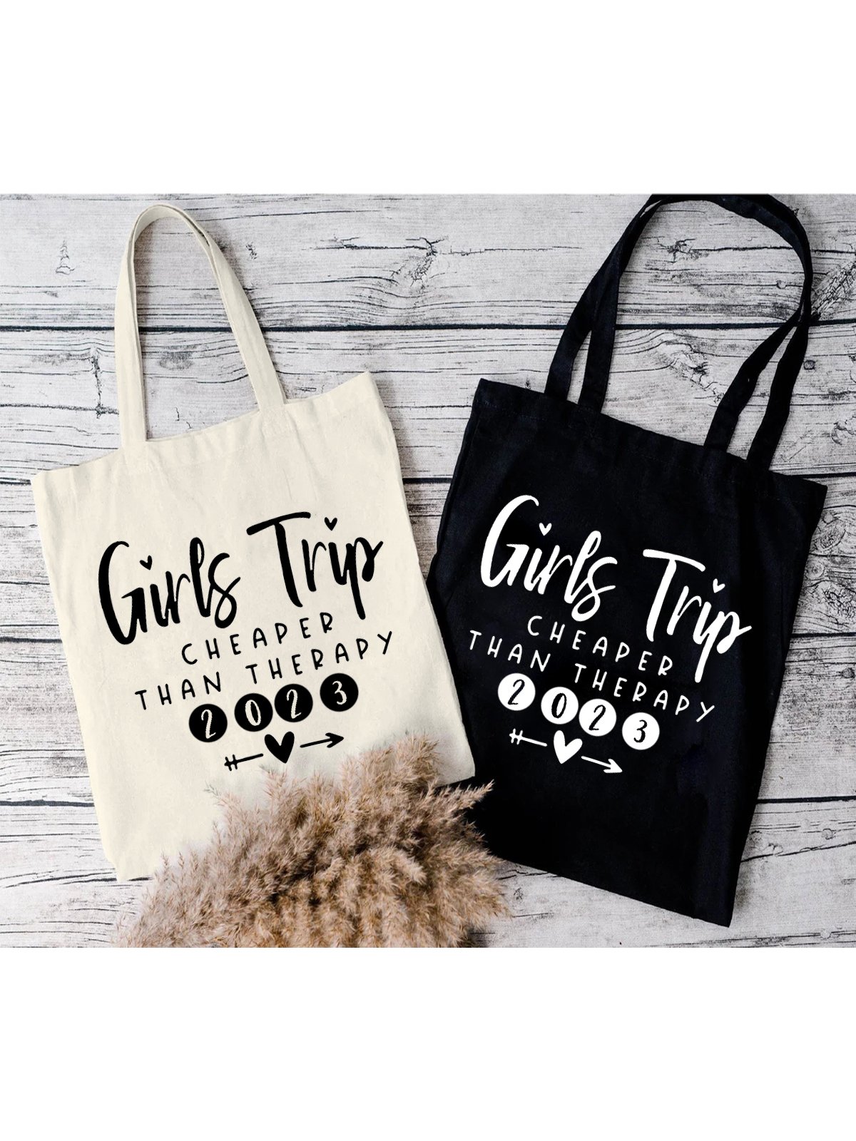 Girls Trip Cheaper Than Therapy Family Text Letter Shopping Tote Bag