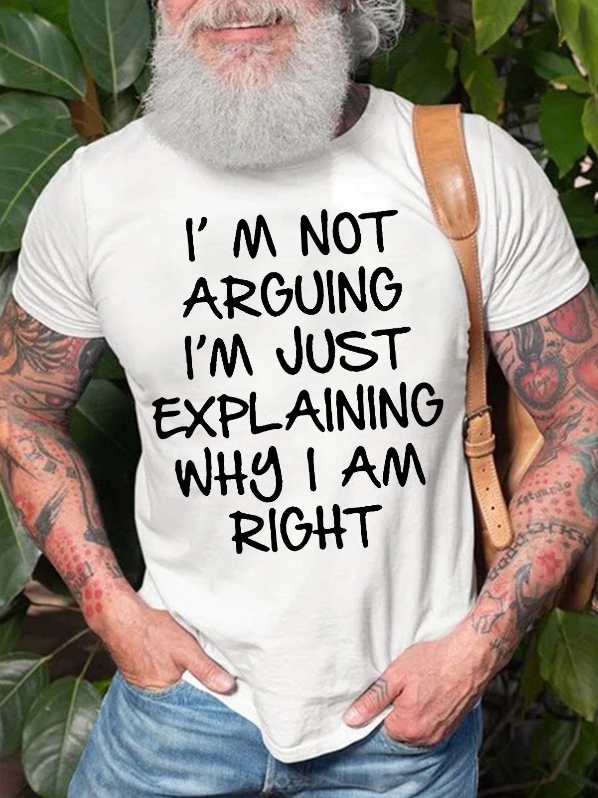 Men's I Am Arguing I Am Just Explaining Why I Am Right Funny Graphic Print Casual Cotton Crew Neck Text Letters T-Shirt