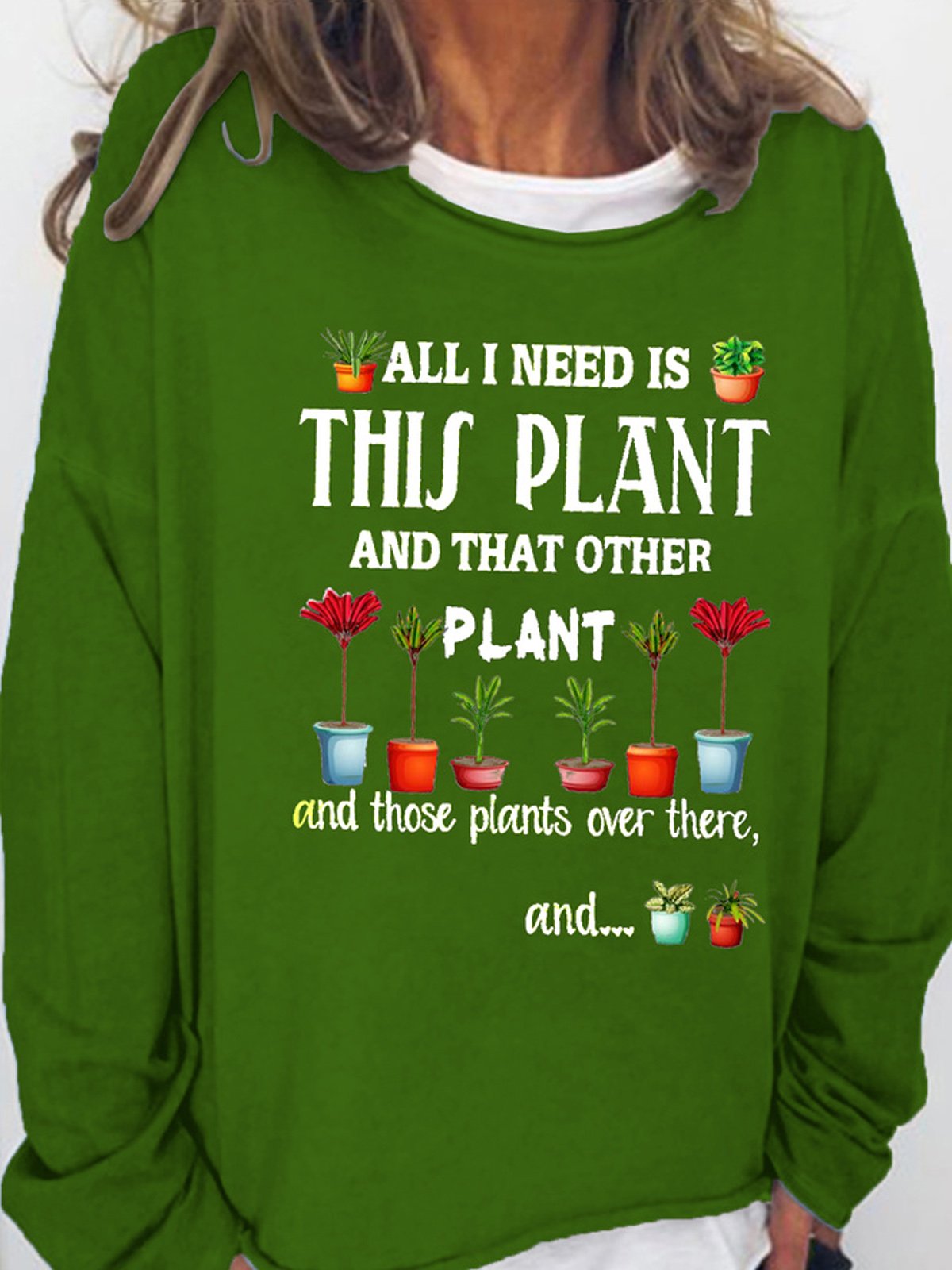 Women's Funny Plant Lover Letter Casual Sweatshirt