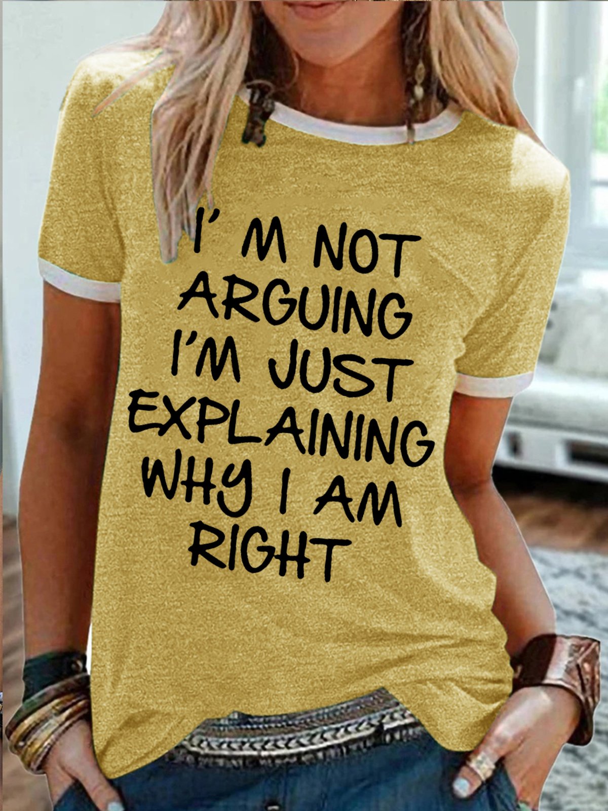 Women's I Am Not Arguing I Am Just Explaining Why I Am Right Funny Graphic Print Text Letters Casual T-Shirt