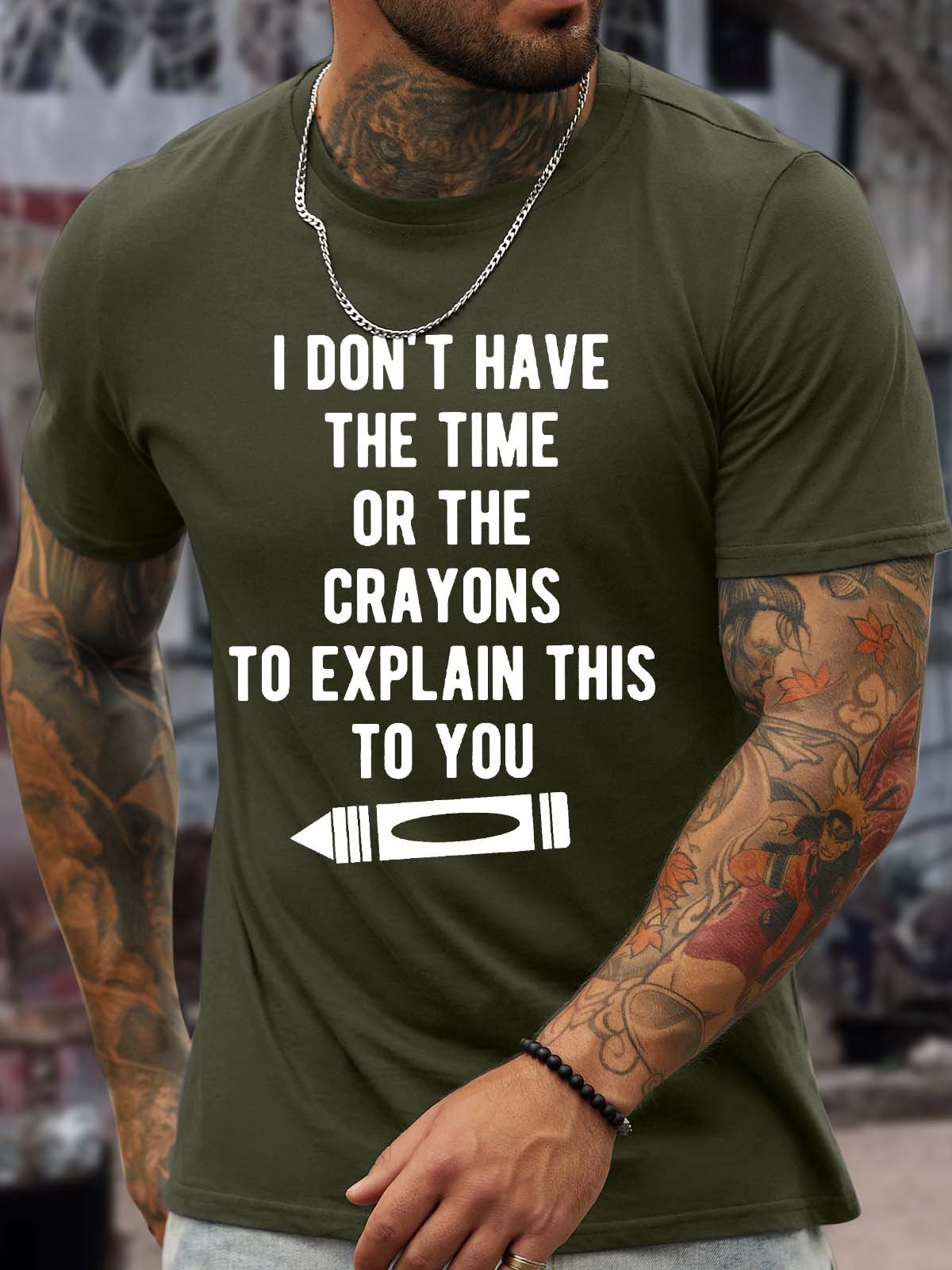 Men’s I Don’t Have The Time Or The Crayons To Explain This To You Cotton Regular Fit Casual Crew Neck T-Shirt