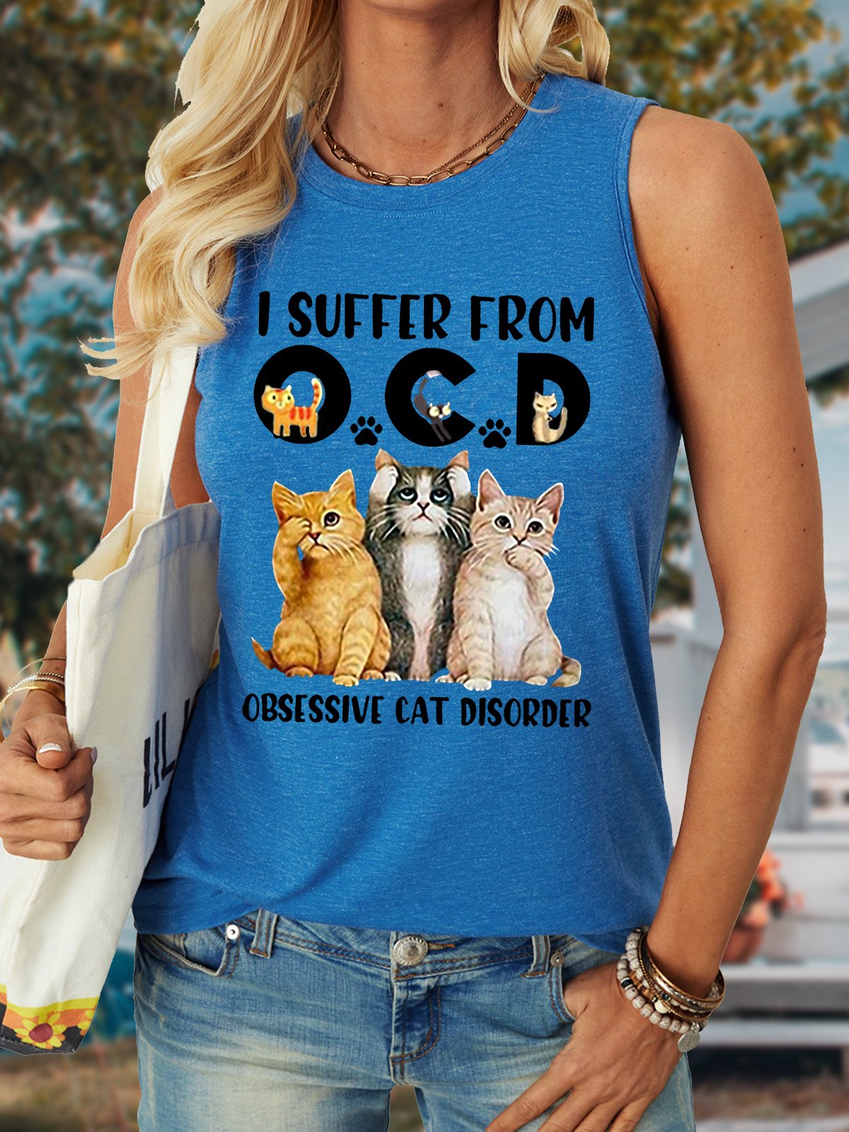 I Suffer From Ocd Obsessive Cat Disorder Women's Crew Neck Tank Top