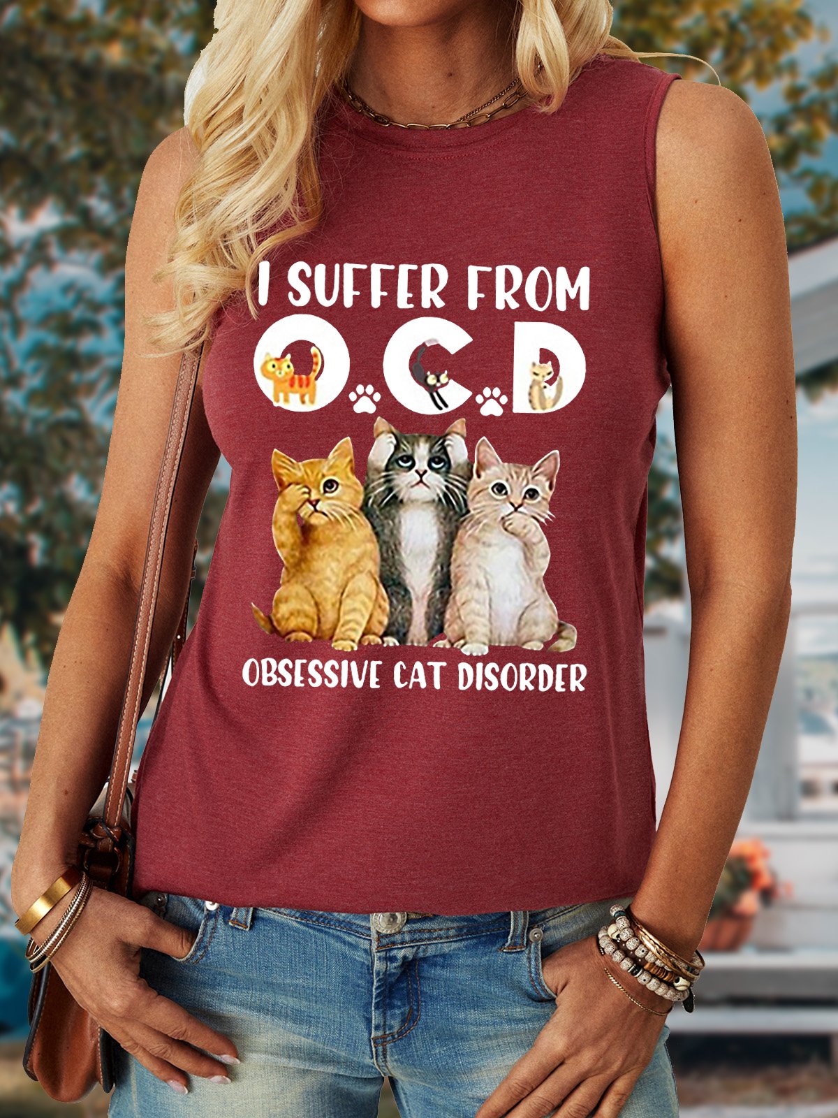 I Suffer From Ocd Obsessive Cat Disorder Women's Crew Neck Tank Top
