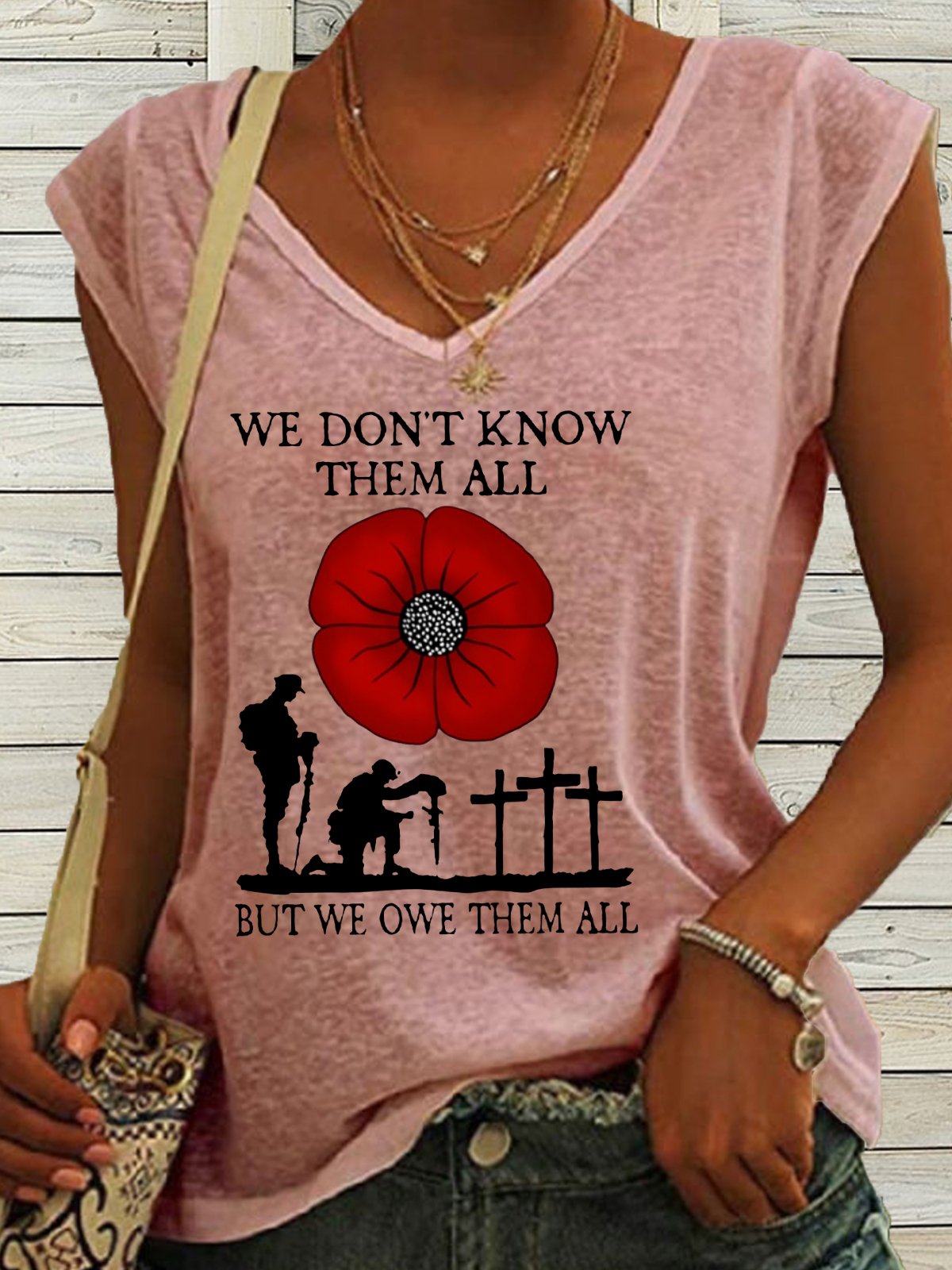 Women's We Don't Know Them But We Owe Them All V Neck Casual Tank Top