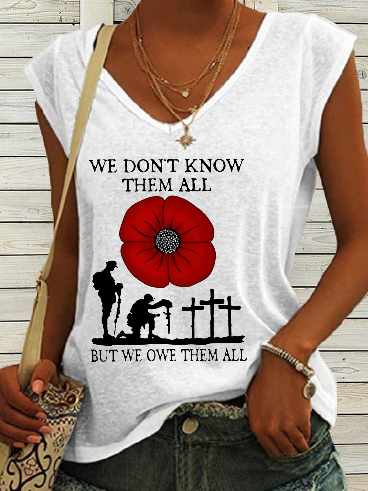Women's We Don't Know Them But We Owe Them All V Neck Casual Tank Top