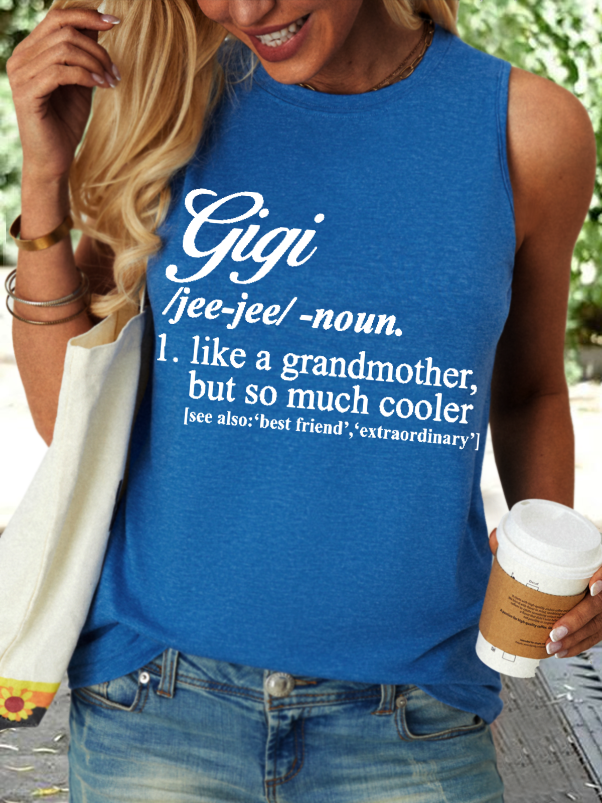 Women's Funny Gigi Like A Grandmother But So Much Cooler Cotton-Blend Casual Tank Top