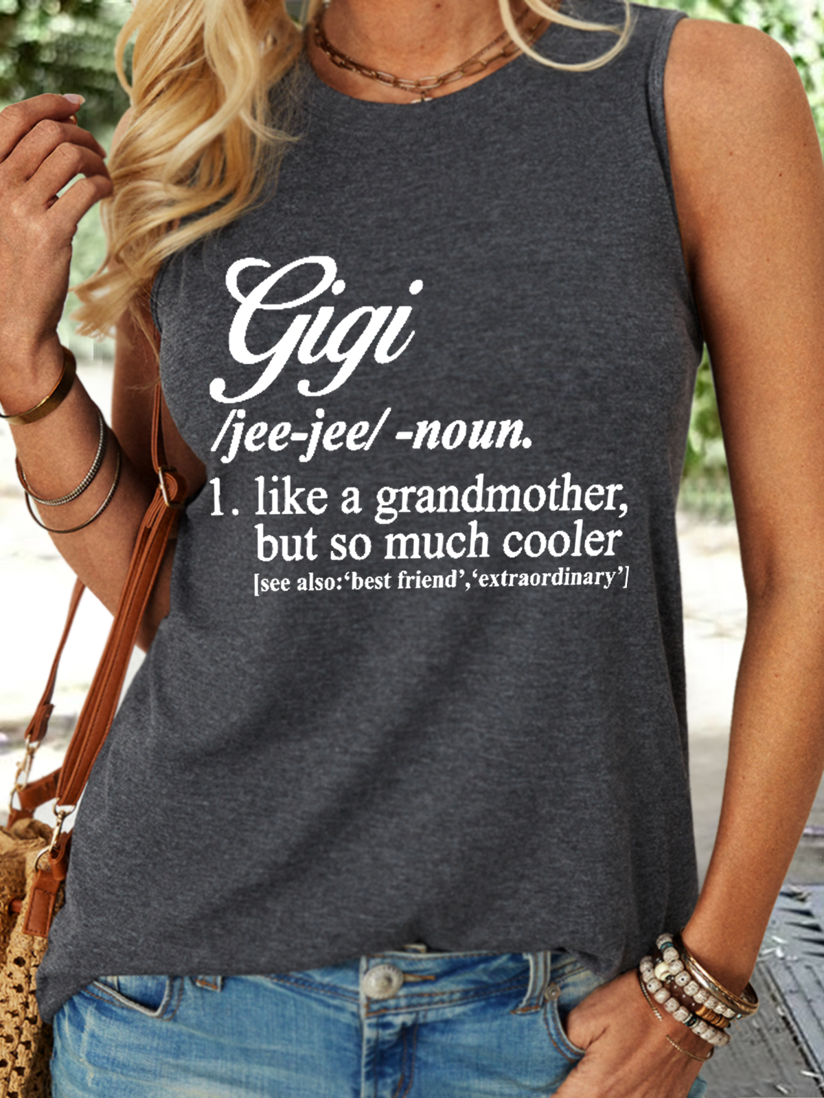 Women's Funny Gigi Like A Grandmother But So Much Cooler Cotton-Blend Casual Tank Top