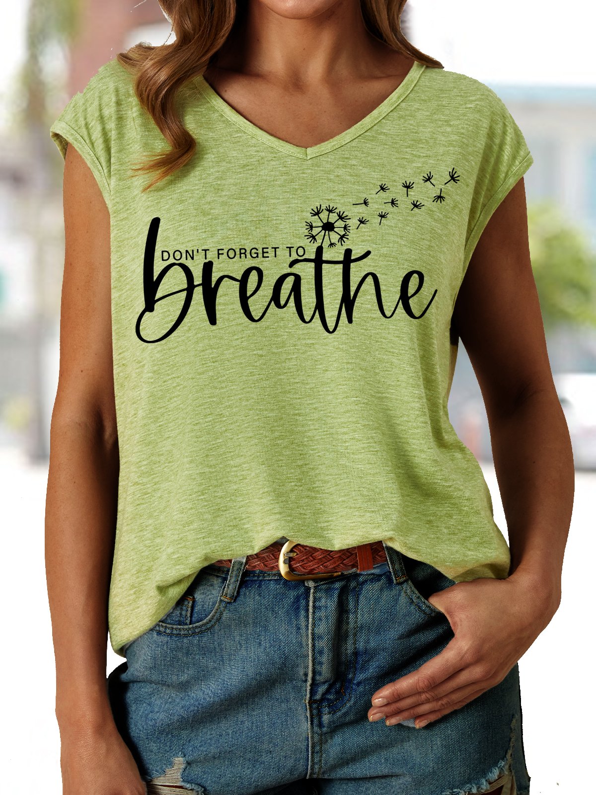 Women's Don't Forget to Breathe Casual V Neck Tank Top