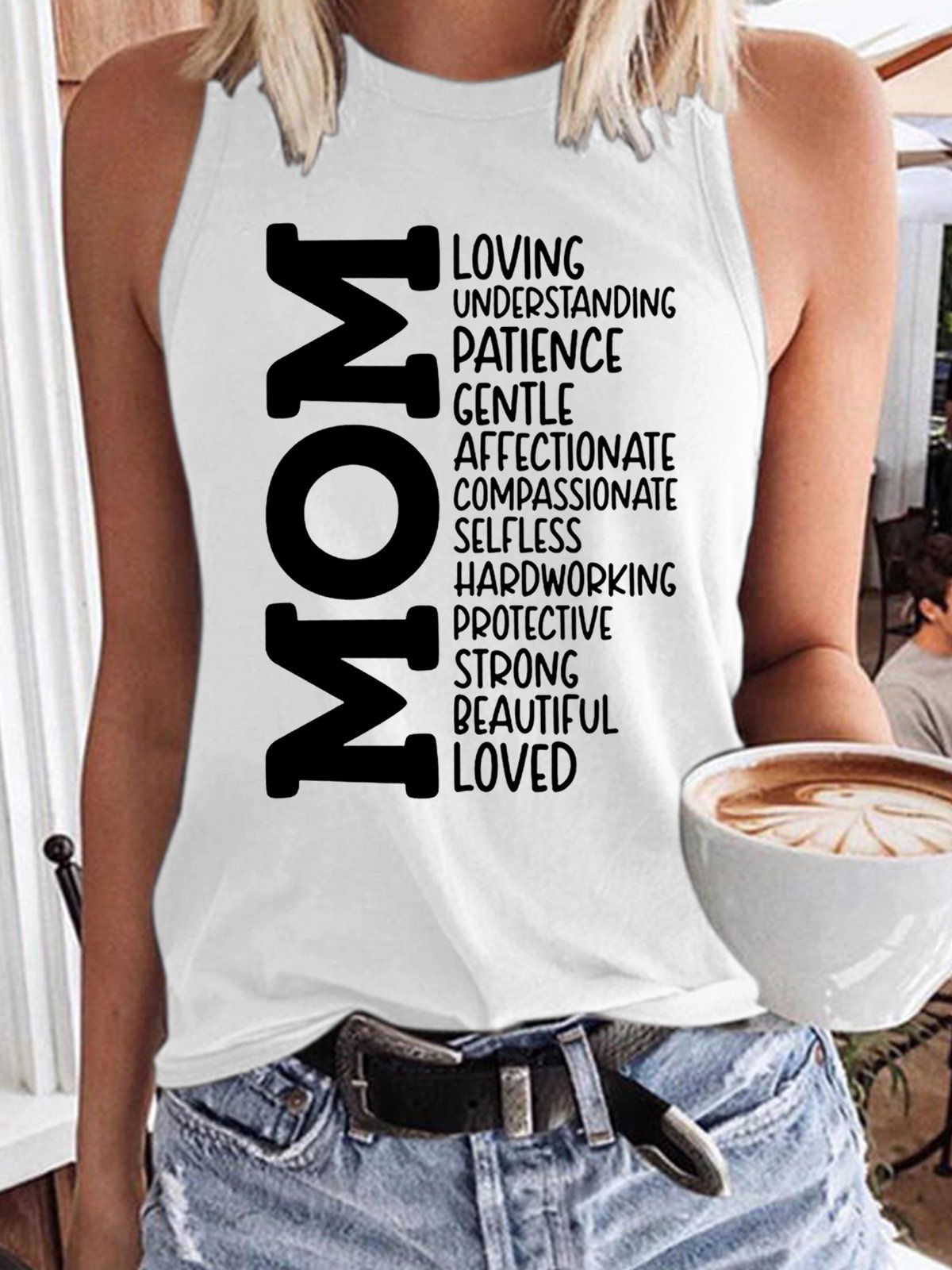 Women's Sublimation Mom Quote Mom Life Mother's Day Letters Casual Crew Neck Tank Top