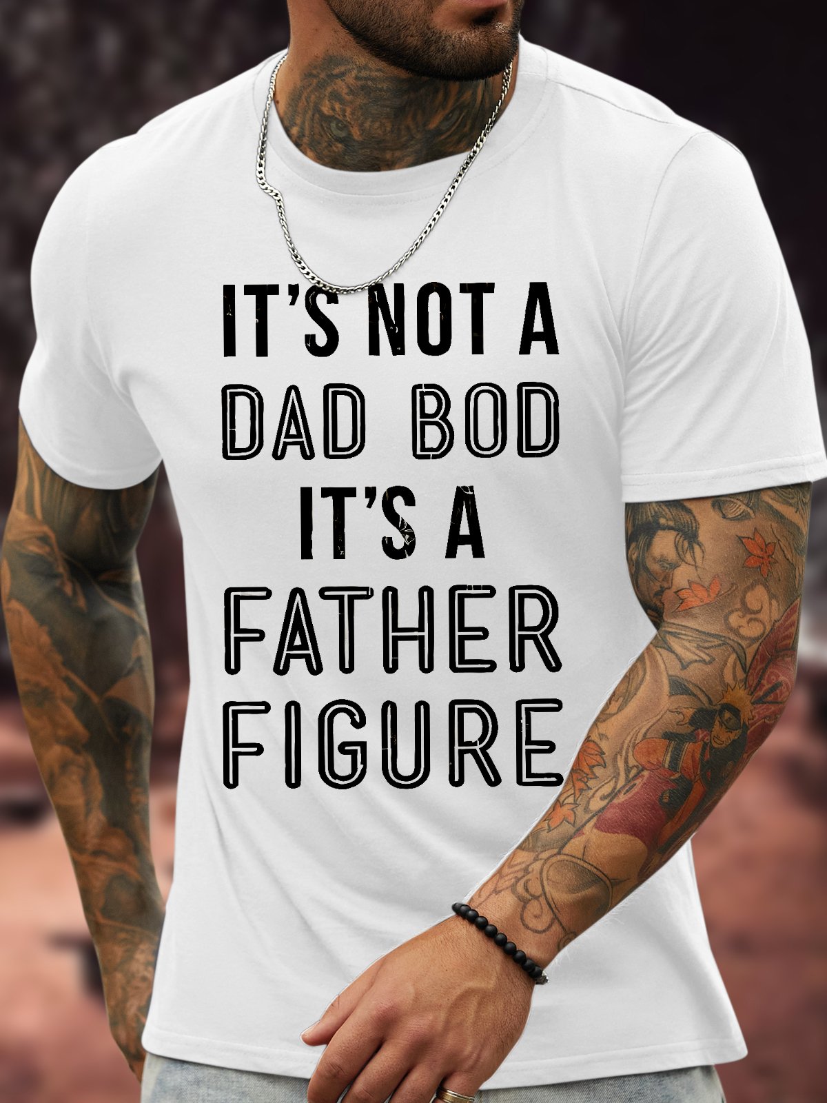 Men's It's Not A Dad Bod It'S A Father Figure Funny Graphic Printing Father's Day Gift Text Letters Cotton Casual T-Shirt