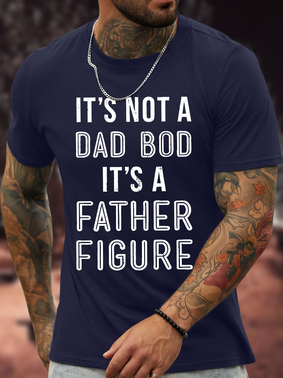 Men's It's Not A Dad Bod It'S A Father Figure Funny Graphic Printing Father's Day Gift Text Letters Cotton Casual T-Shirt