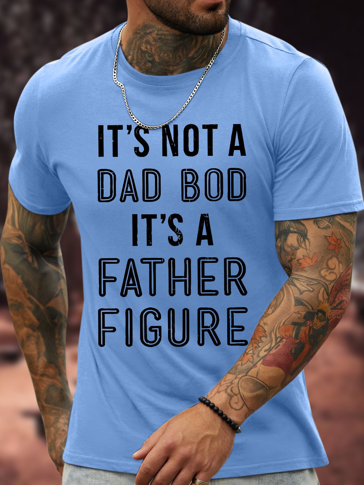 Men's It's Not A Dad Bod It'S A Father Figure Funny Graphic Printing Father's Day Gift Text Letters Cotton Casual T-Shirt