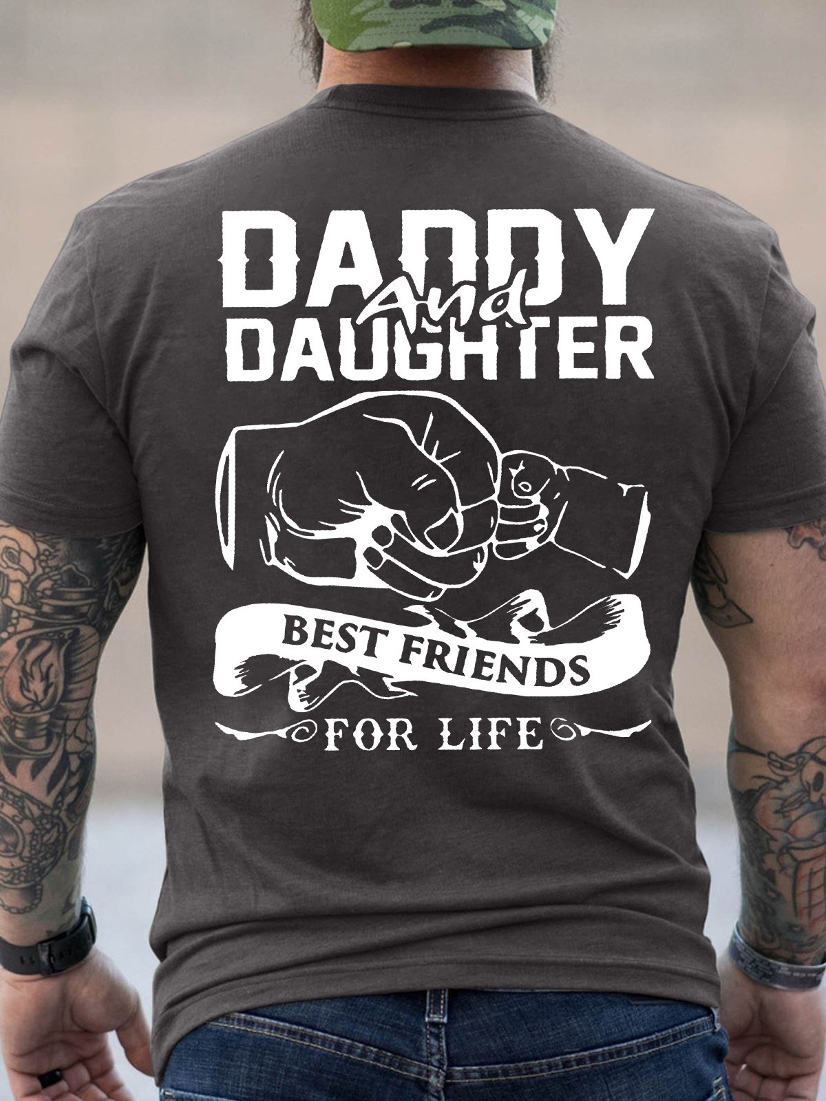 Men's Daddy And Daughter Best Friends For Life Funny Graphic Printing Father's Day Gift Cotton Loose Text Letters Casual T-Shirt