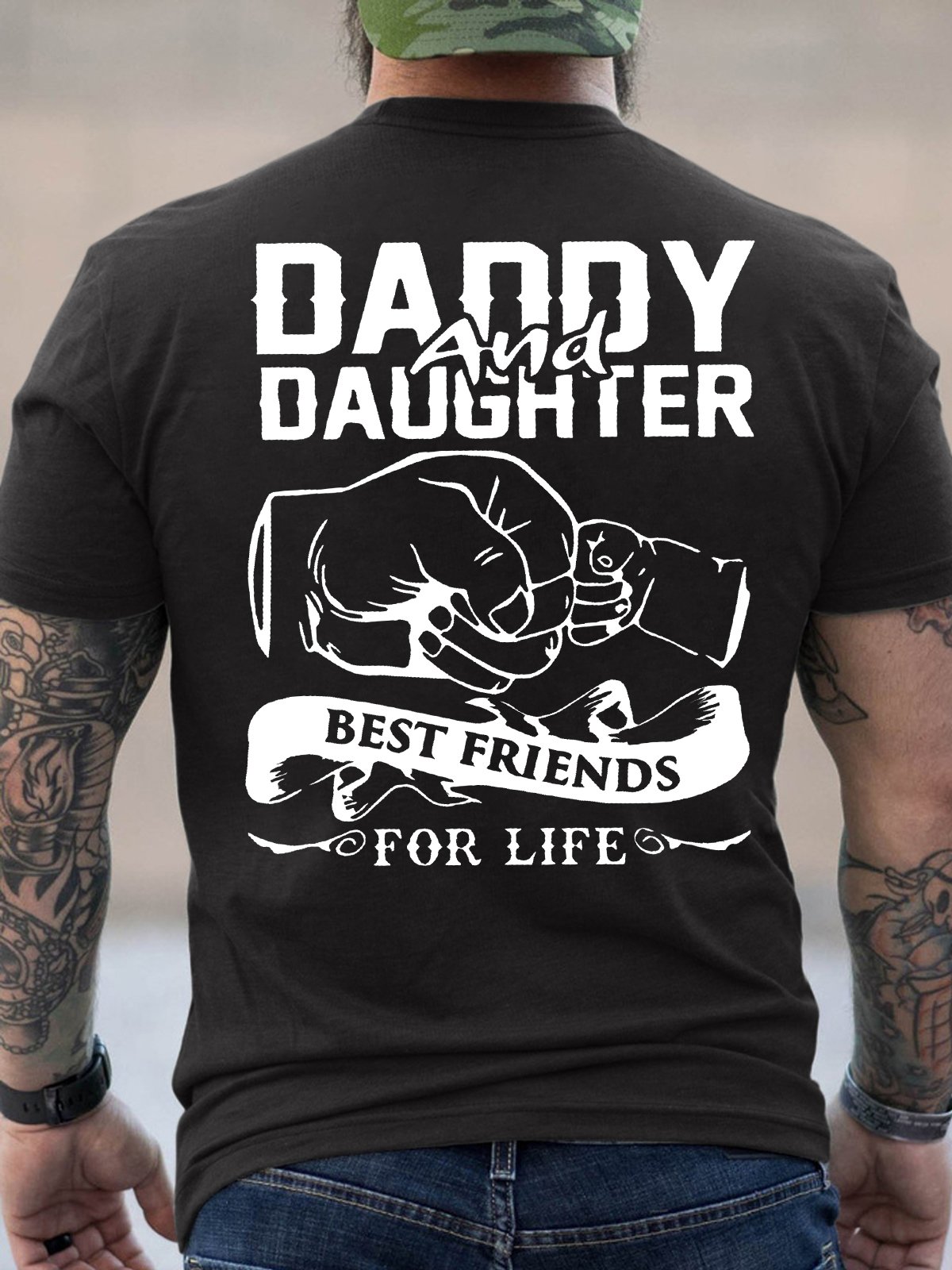 Men's Daddy And Daughter Best Friends For Life Funny Graphic Printing Father's Day Gift Cotton Loose Text Letters Casual T-Shirt