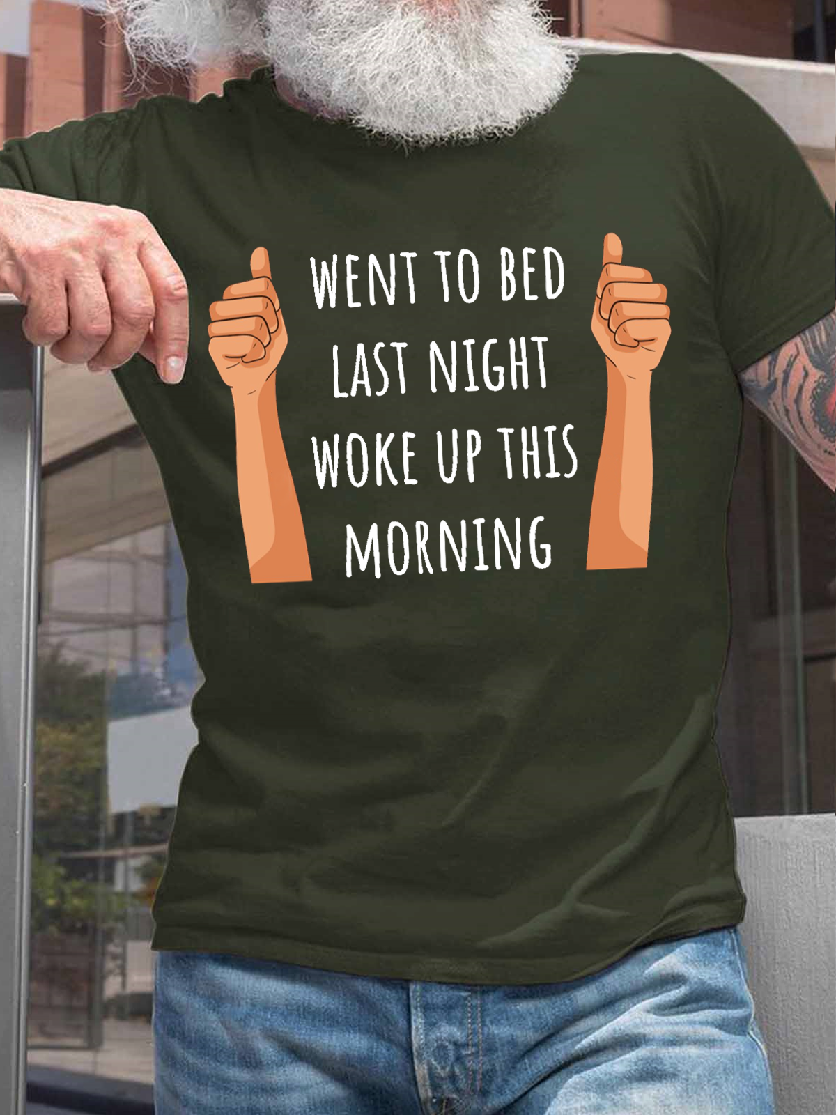 Men's Funny Old Age Woke Up This Morning Cotton Text Letters T-Shirt