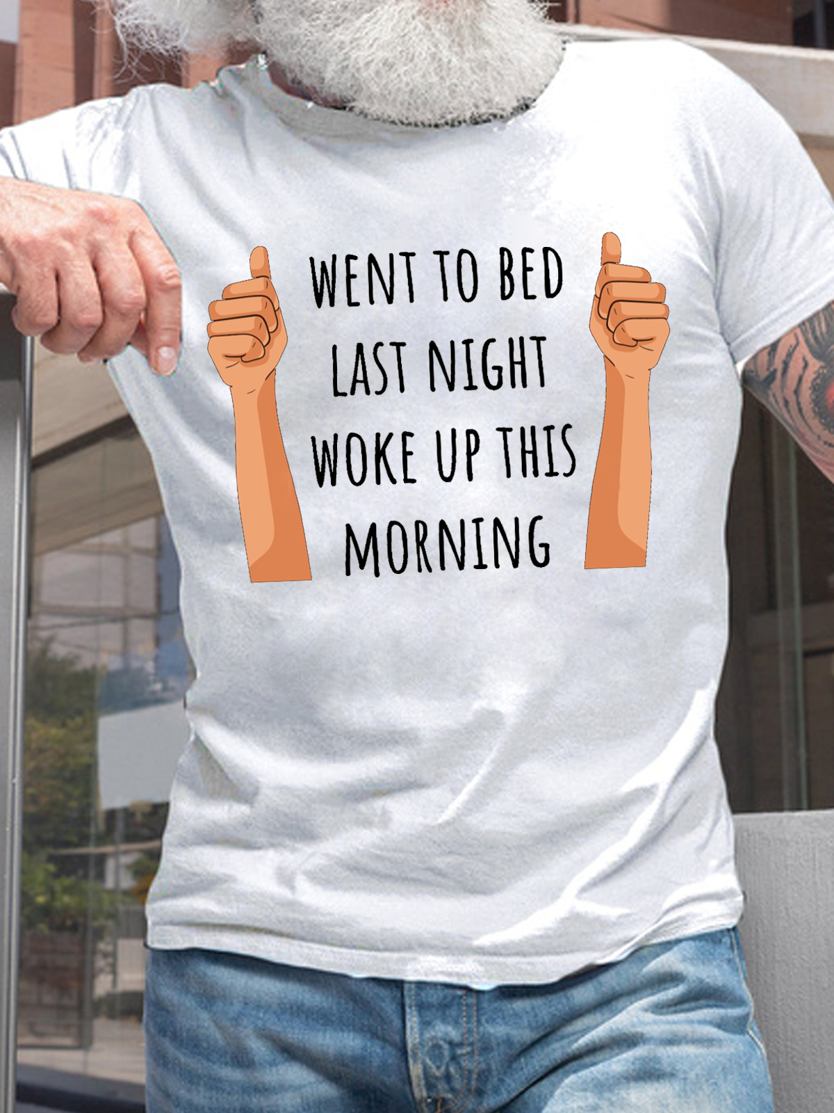 Men's Funny Old Age Woke Up This Morning Cotton Text Letters T-Shirt