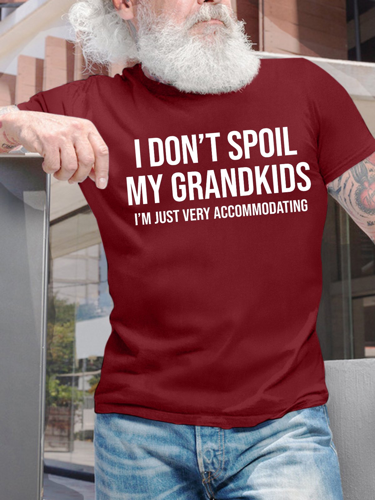 Men's I Don't Spoil My Grandkids I'm Just Very Accommodating Funny Graphic Printing Casual Loose Cotton Text Letters T-Shirt